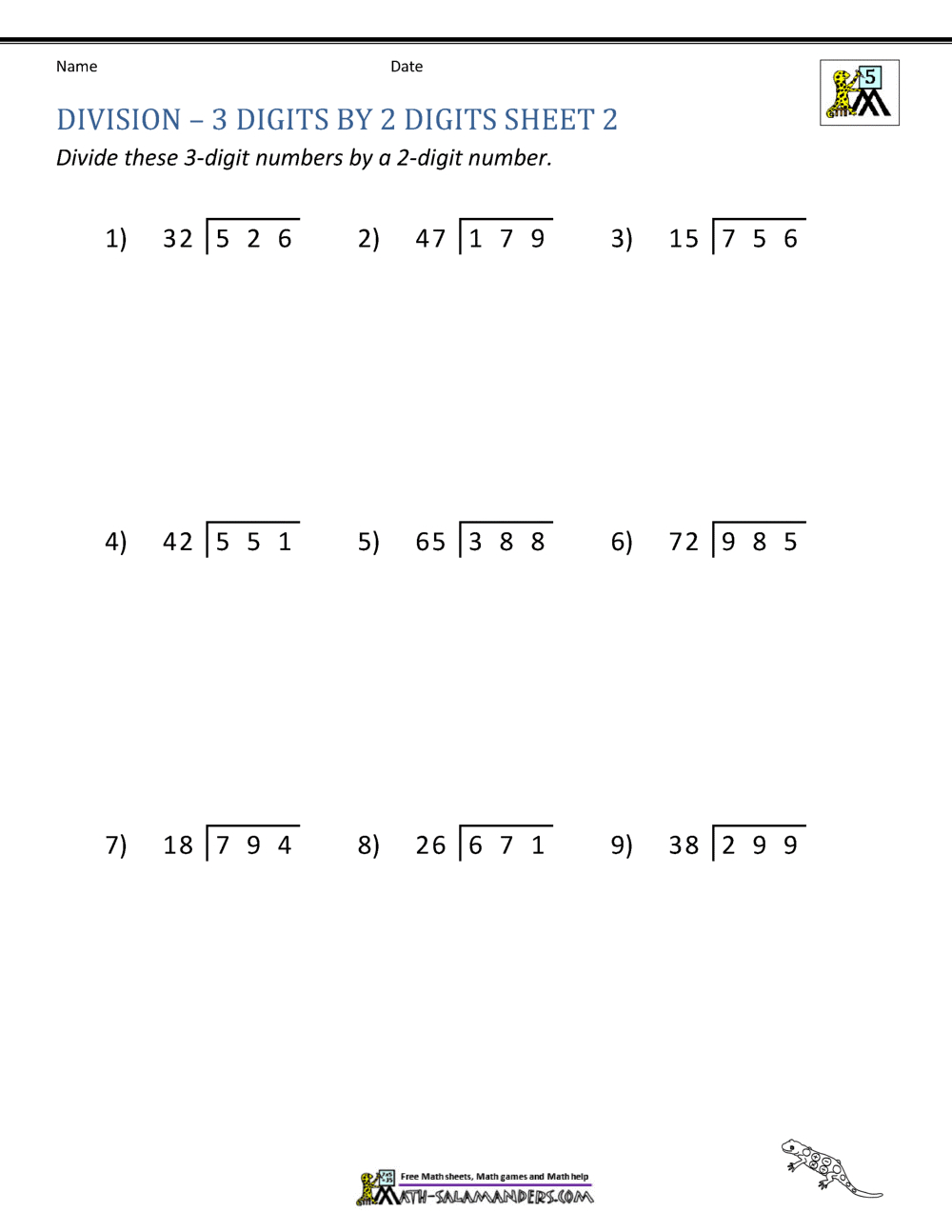 Long Division Worksheets For 5Th Grade for Free Printable Long Division Worksheets