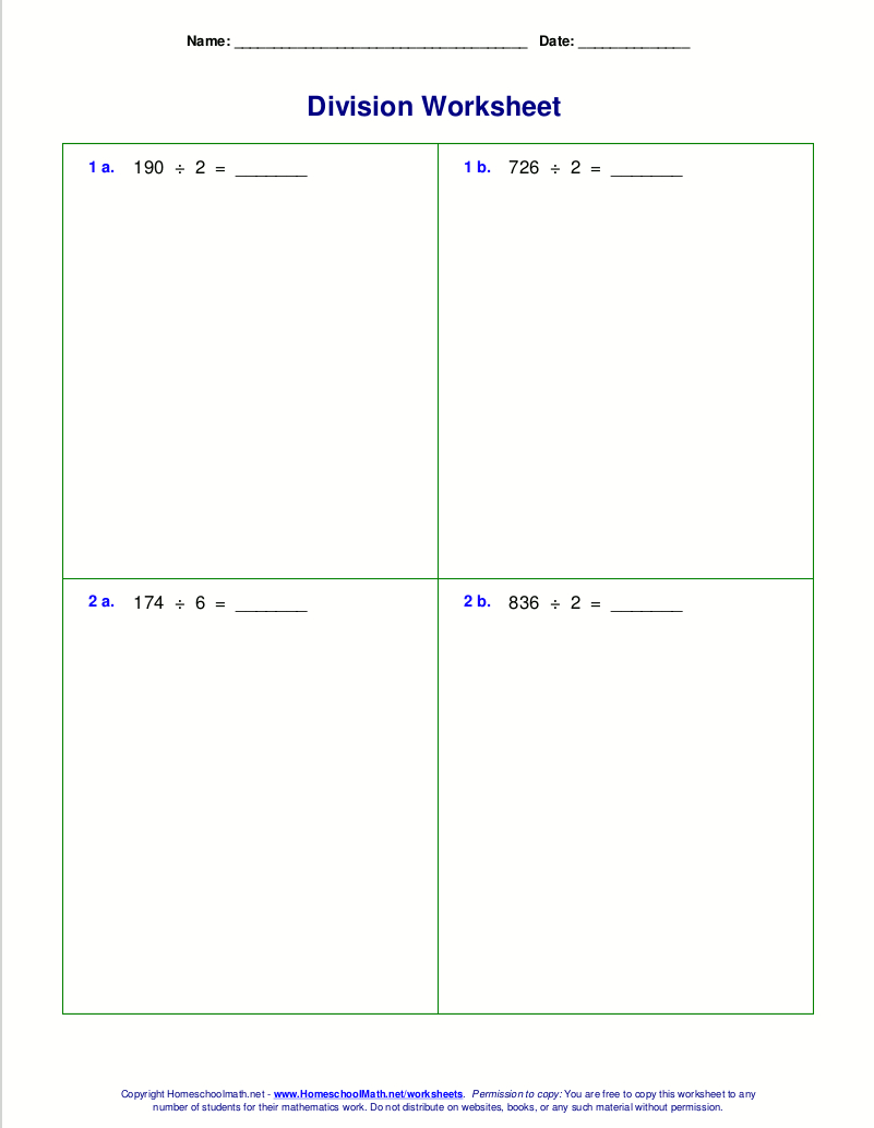 Long Division Worksheets For Grades 4-6 with regard to Free Printable Long Division Worksheets