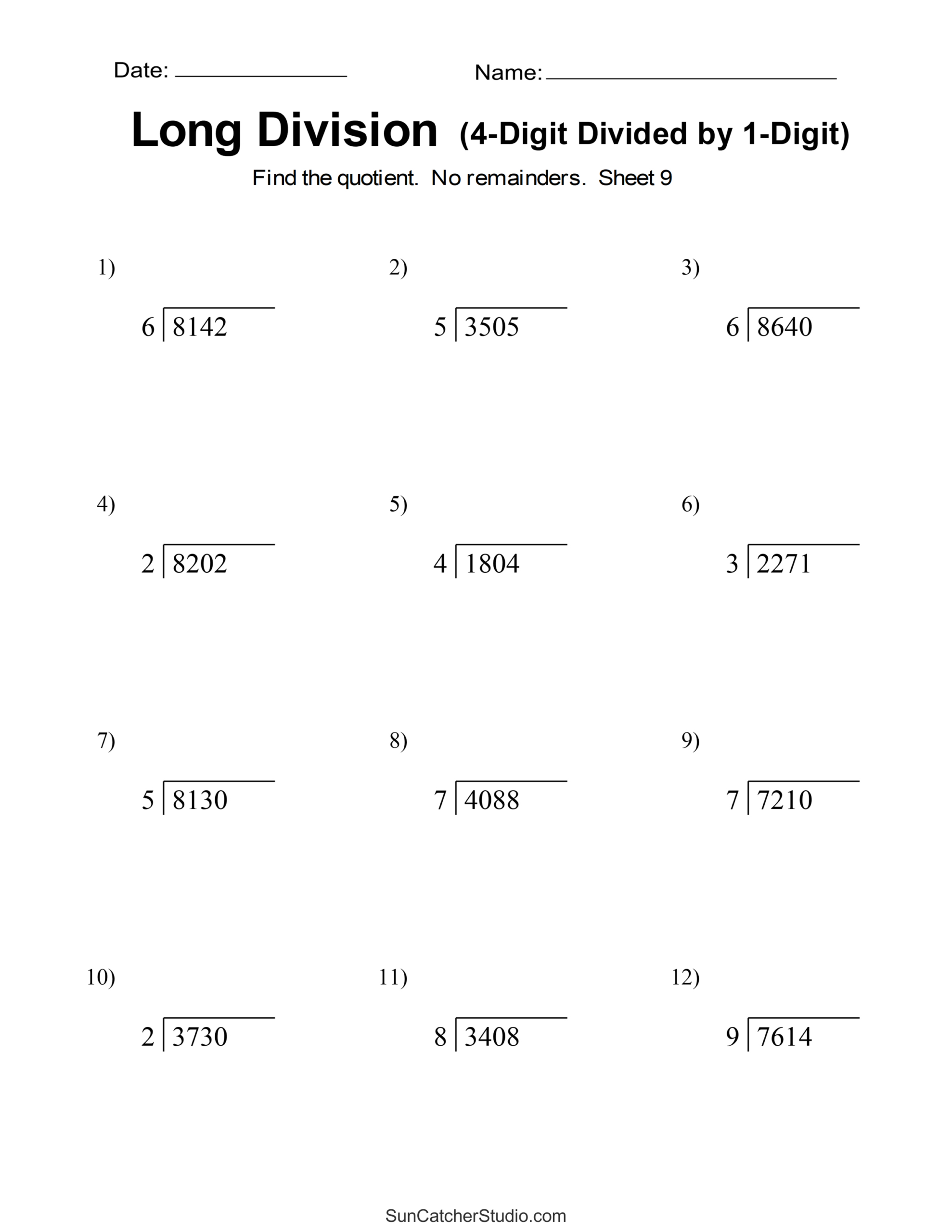 Long Division Worksheets & Problems (Free Printable Math Drills within Free Printable Long Division Worksheets