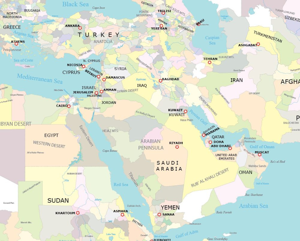 Map Collection Of The Middle East - Gis Geography for Printable Map of Middle East