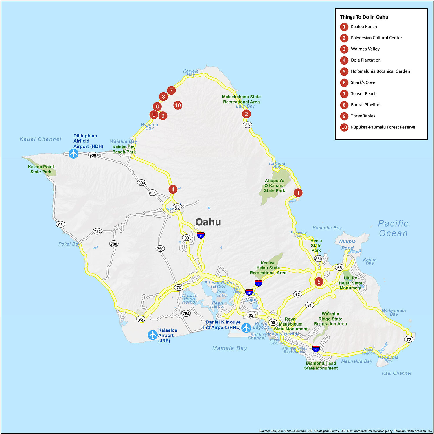 Map Of Oahu Island, Hawaii - Gis Geography pertaining to Printable Oahu Tourist Map
