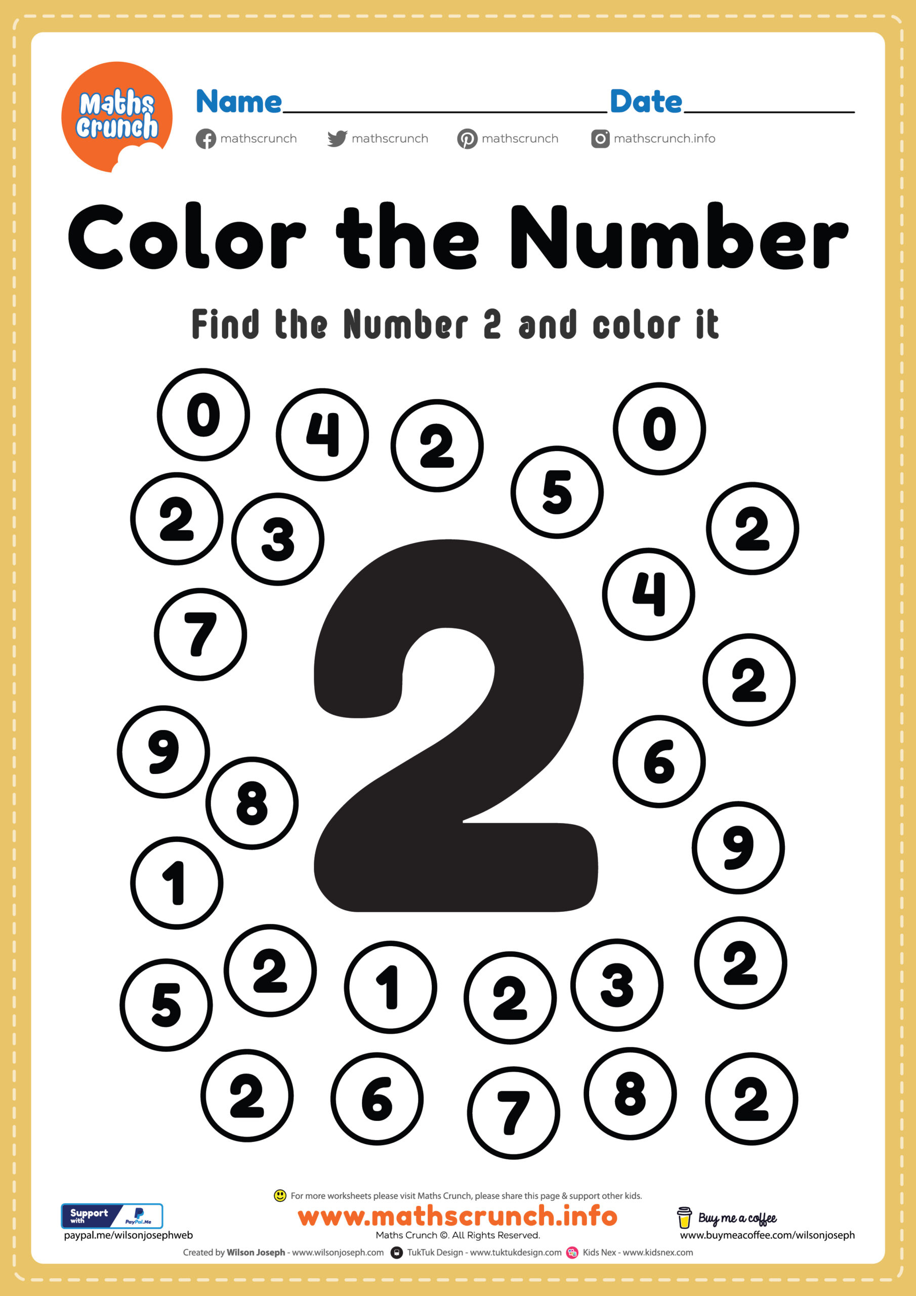 Math Worksheet, Number 2 Coloring Page - Free Printable Pdf in Free Printable Preschool Math Worksheets