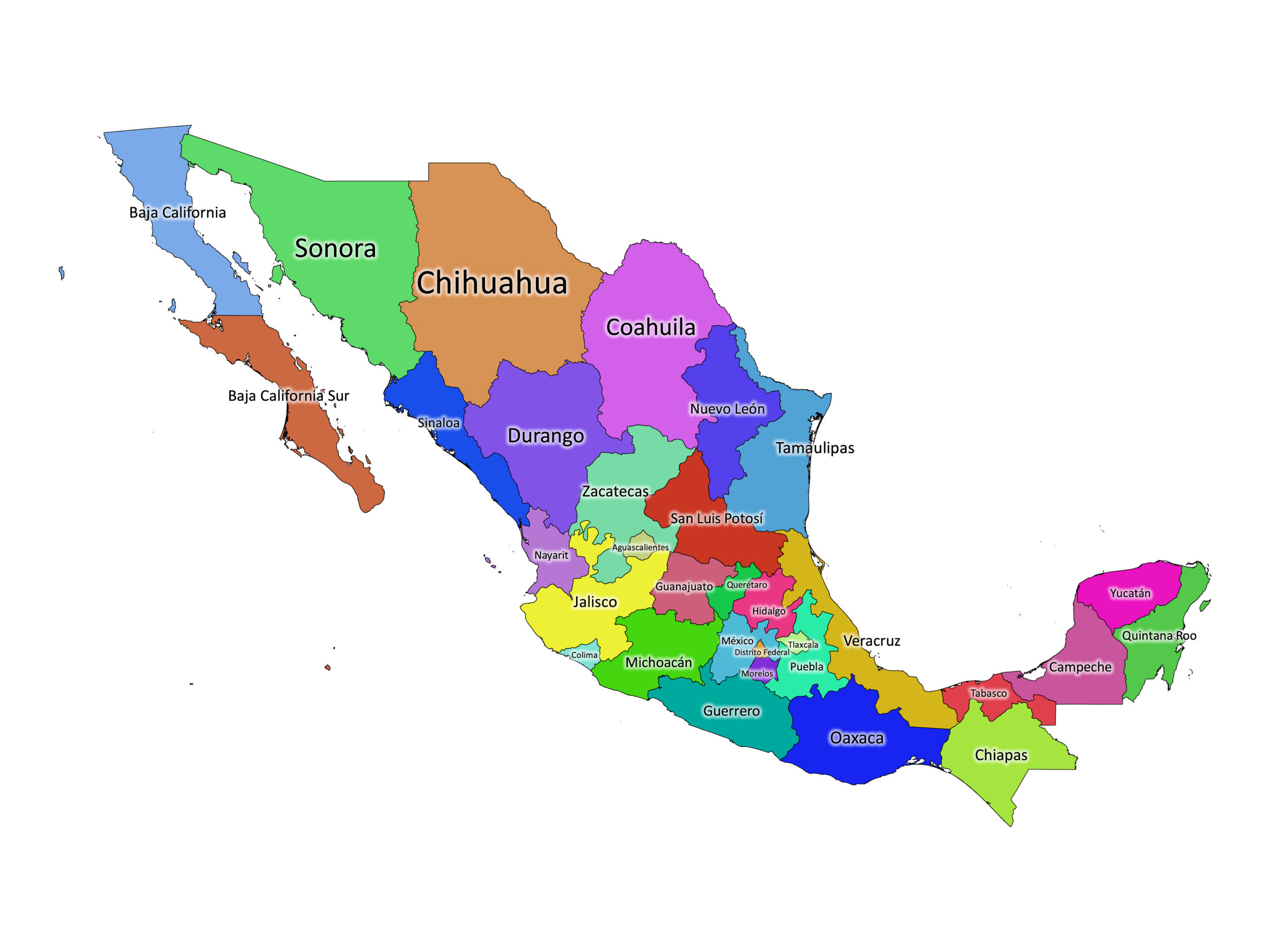 Mexico Labeled Map | Labeled Maps with Printable Map Of Mexico States