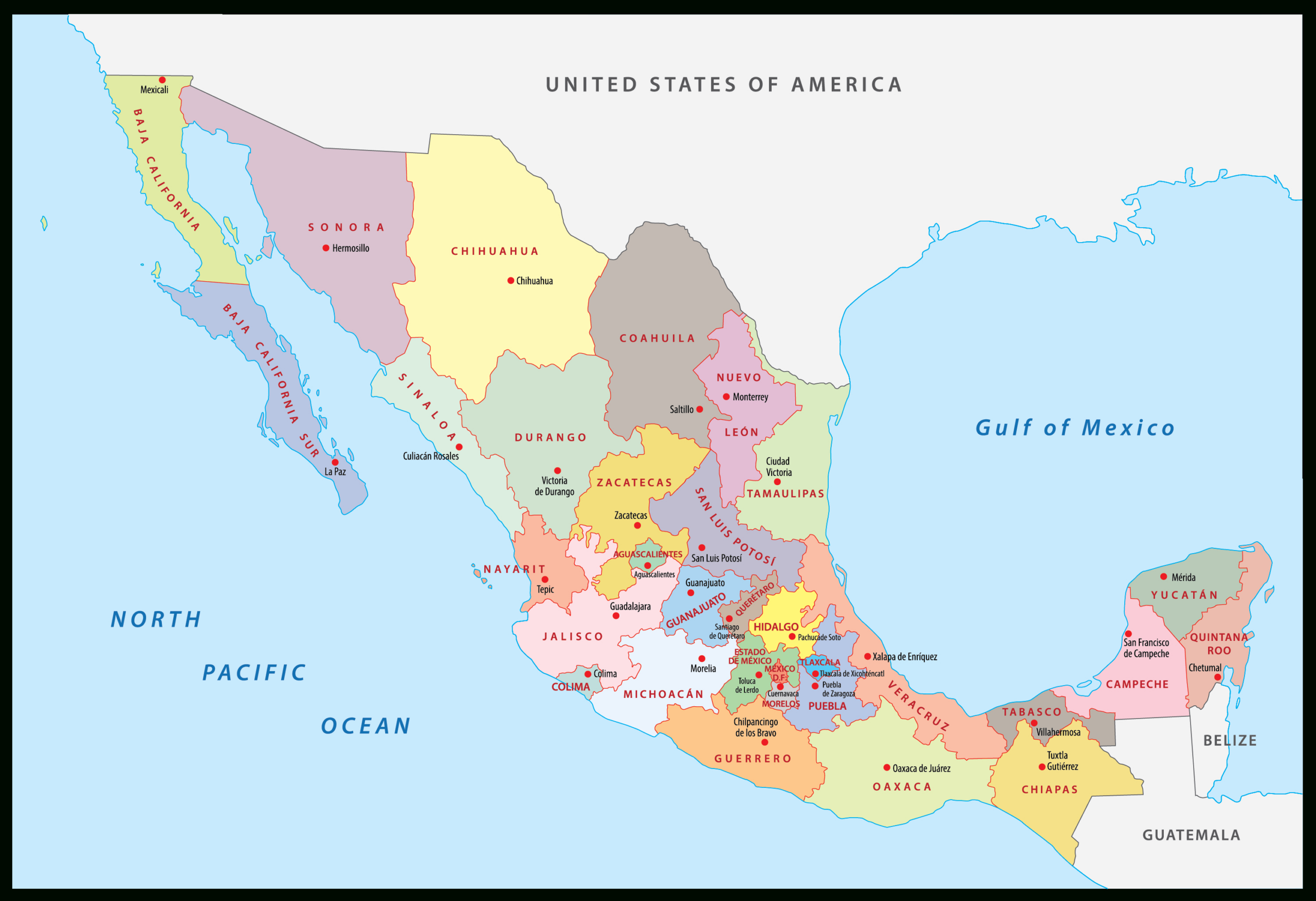 Mexico Maps & Facts - World Atlas throughout Printable Map of Mexico States