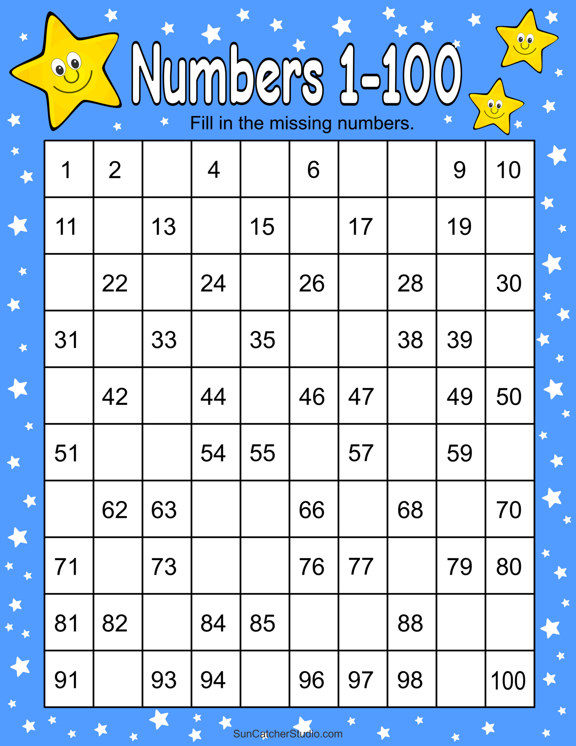 Missing Numbers Worksheets (Fill In The Missing Numbers) – Free regarding Printable Numbers 1-100 Sheet