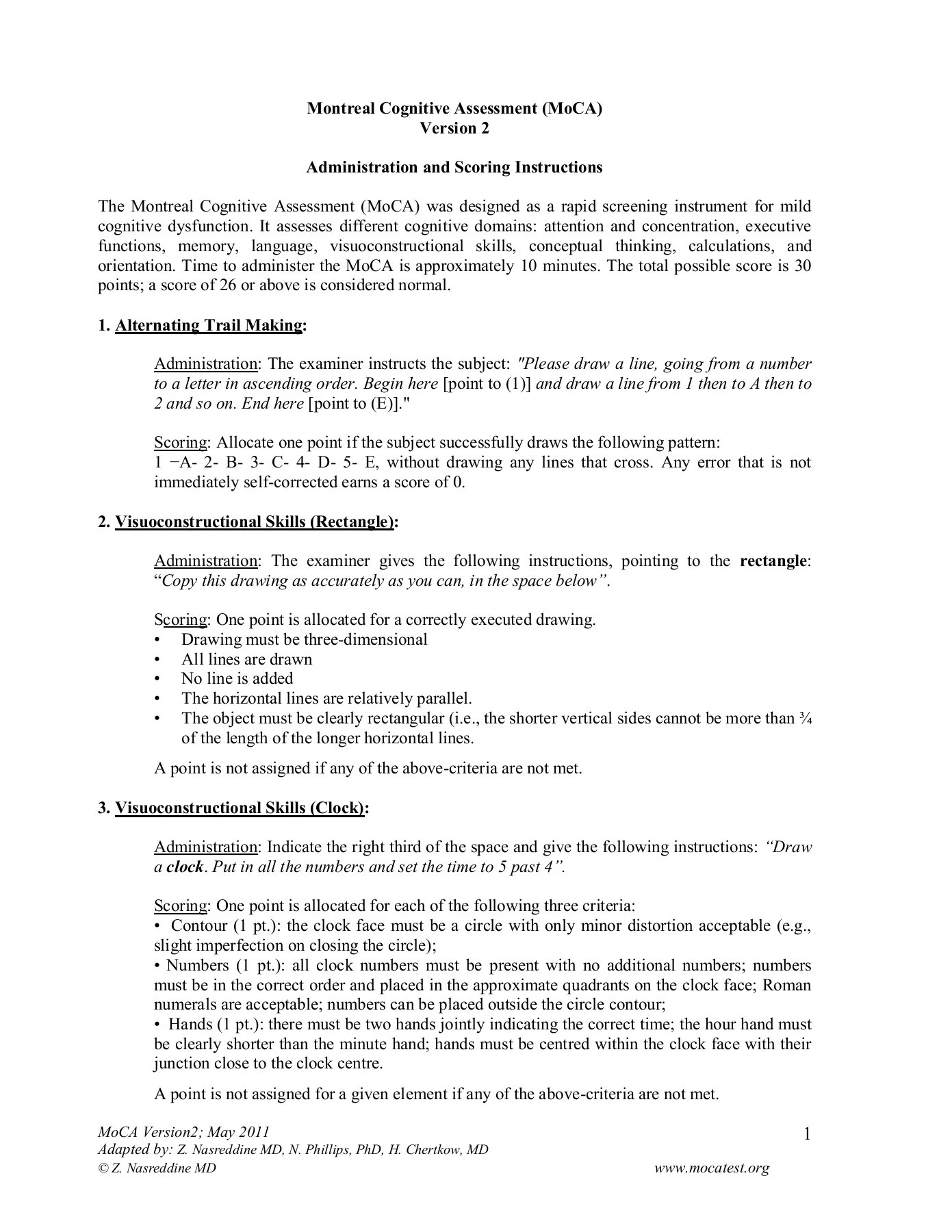 Montreal Cognitive Assessment Pages 1-5 - Flip Pdf Download with Printable Printable Moca Test
