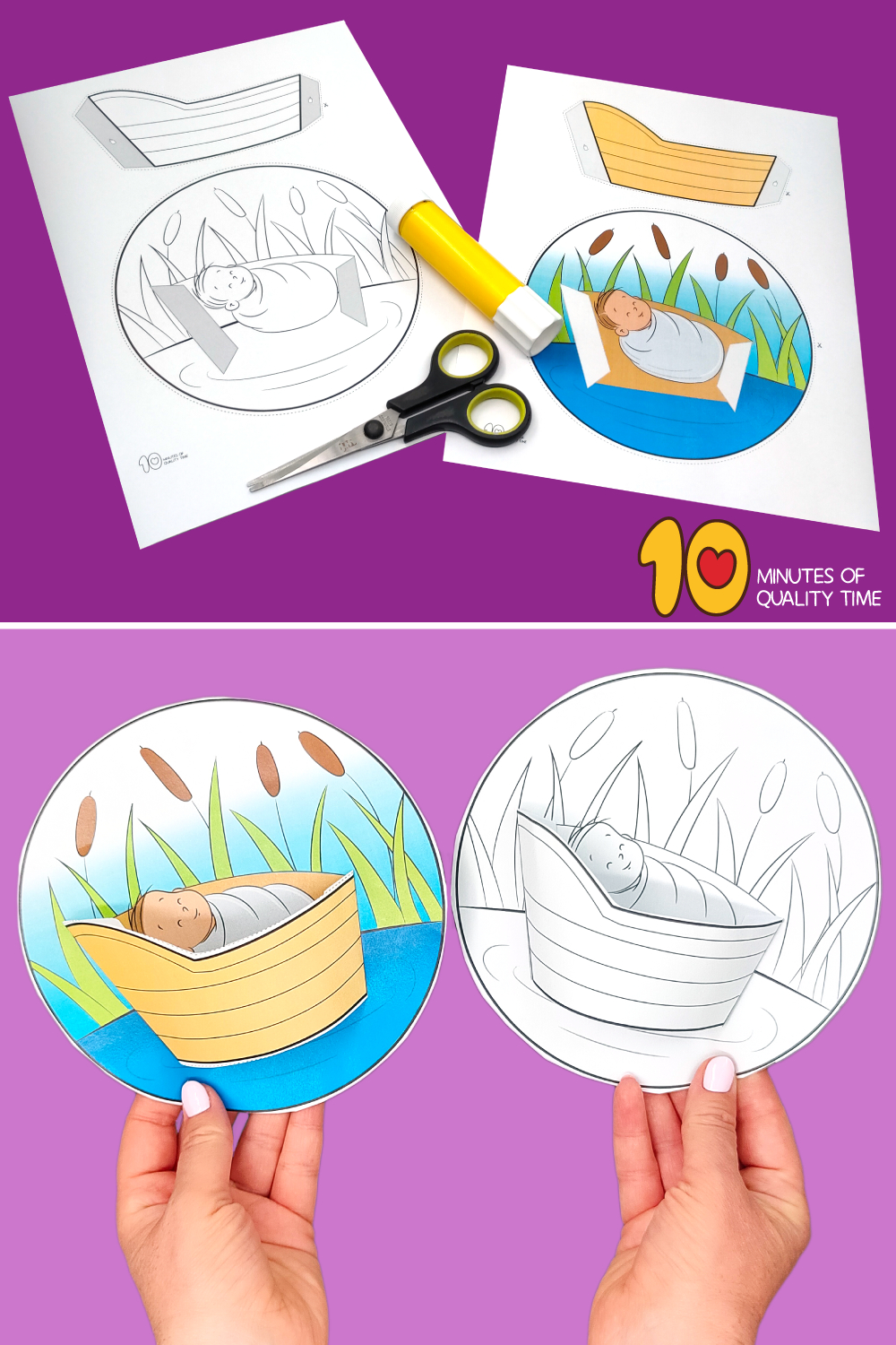Moses In The Basket 3D Craft – 10 Minutes Of Quality Time for Free Printable Baby Moses Craft