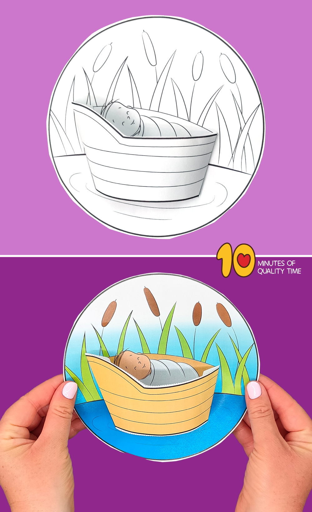 Moses In The Basket 3D Craft – 10 Minutes Of Quality Time in Free Printable Baby Moses Craft