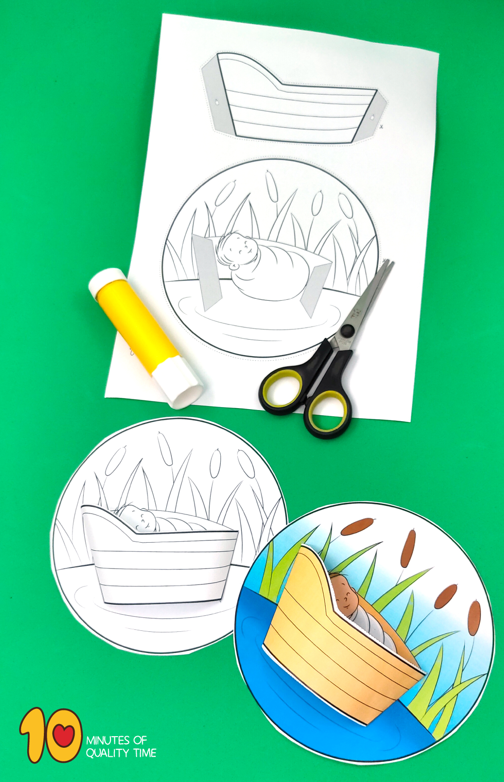 Moses In The Basket 3D Craft – 10 Minutes Of Quality Time inside Free Printable Baby Moses Craft