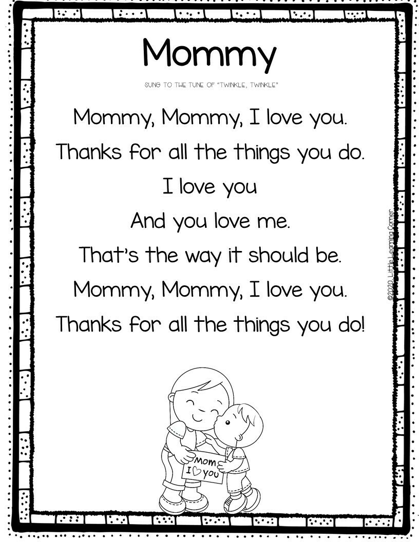 Mothers Day Printable Poems - Worksheets Library inside Mother's Day Printable Poems