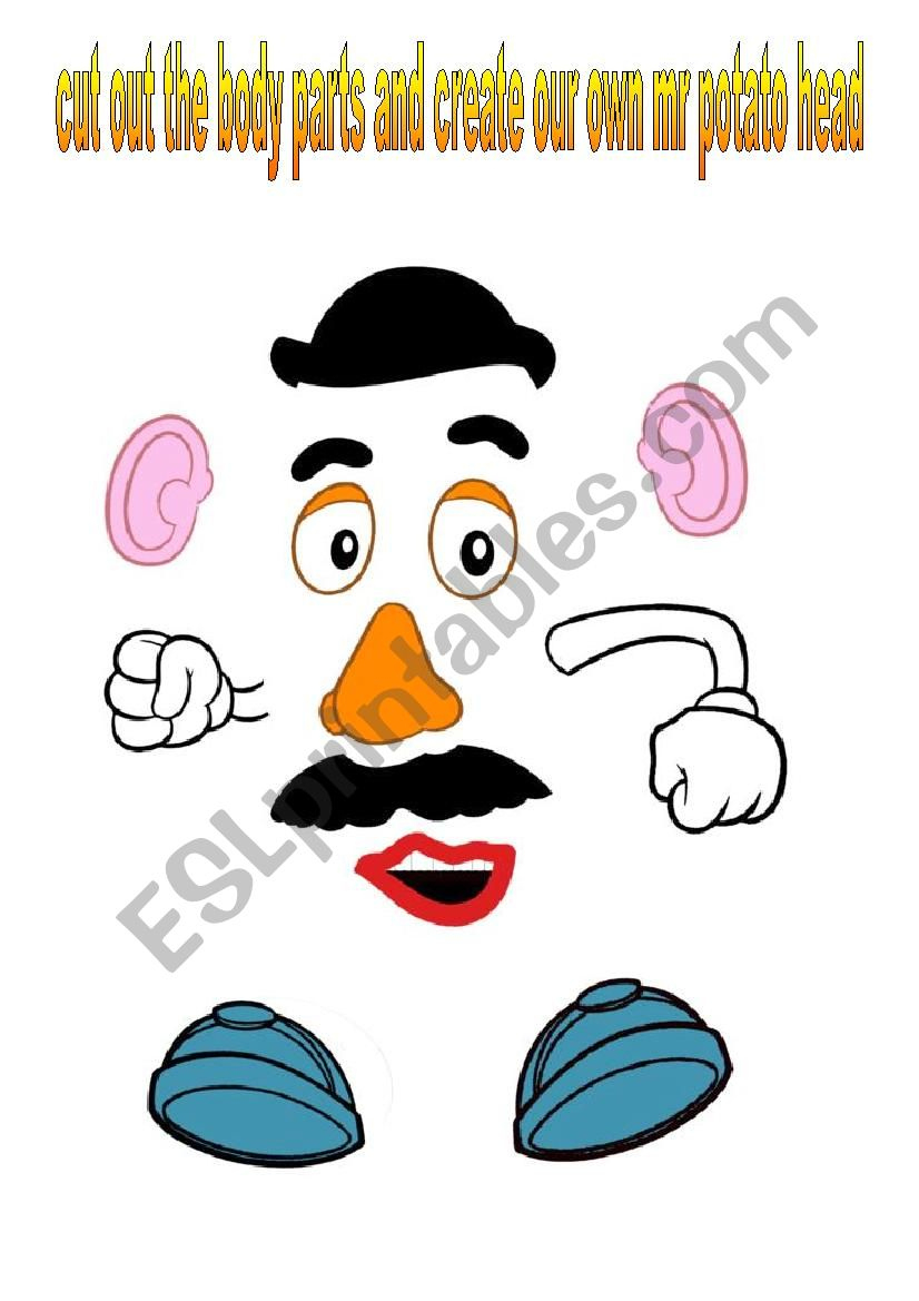 Mr Potato Head + Extra Body Parts B&W Version Included - Esl in Pdf Mr Potato Head Parts Printable