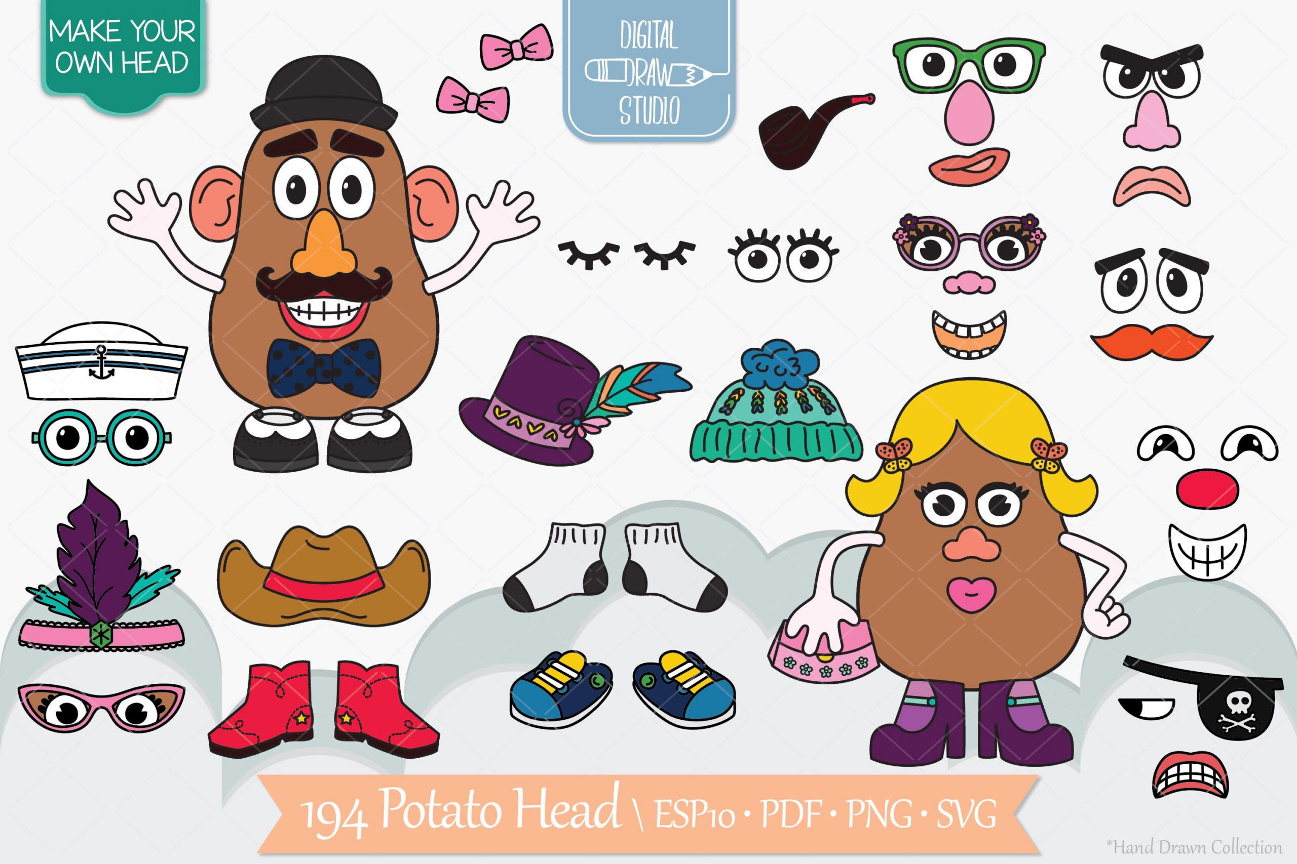 Mr Potato Head Printable Pieces - Etsy within Pdf Mr Potato Head Parts Printable