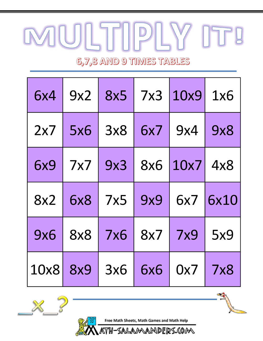 Multiplication Math Games inside Printable Multiplication Games For 3rd Grade
