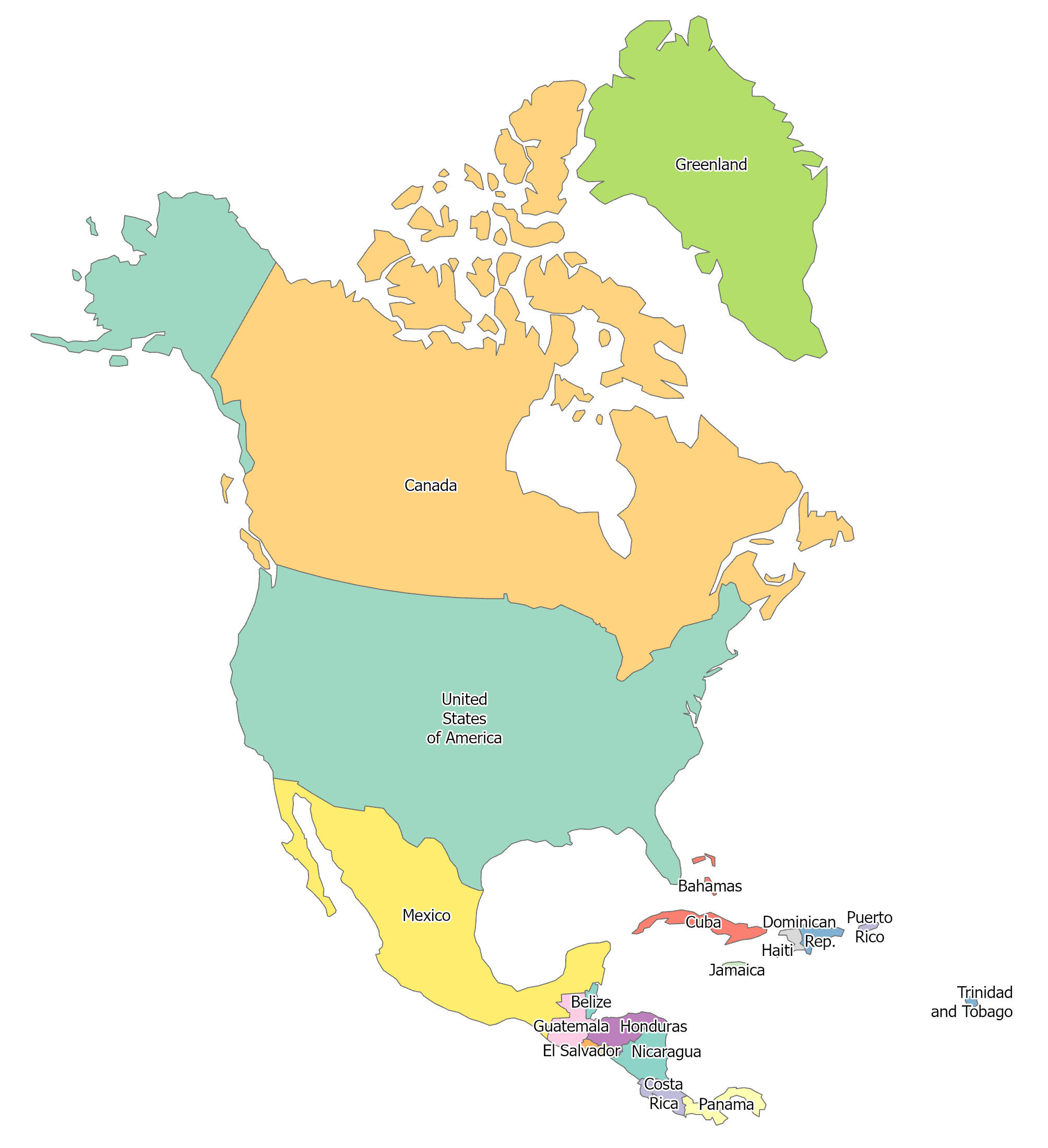 North America Blank Map And Country Outlines - Gis Geography for Printable Map of USA and Mexico