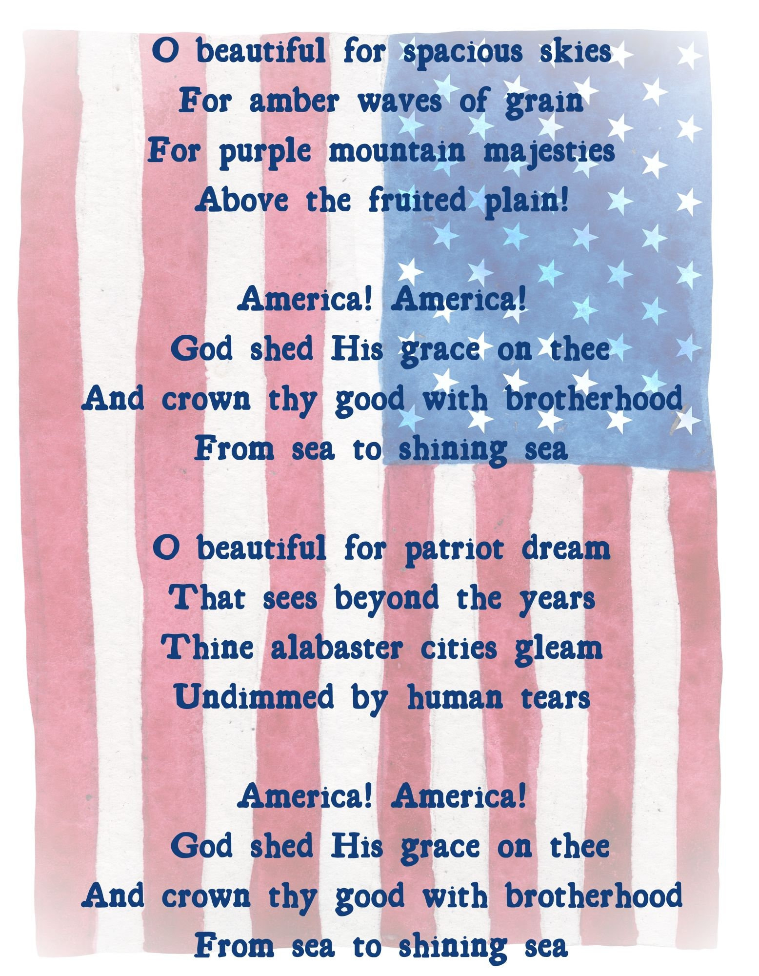 O Beautiful Printable, America The Beautiful Lyrics, Fourth Of with Printable Lyrics America The Beautiful