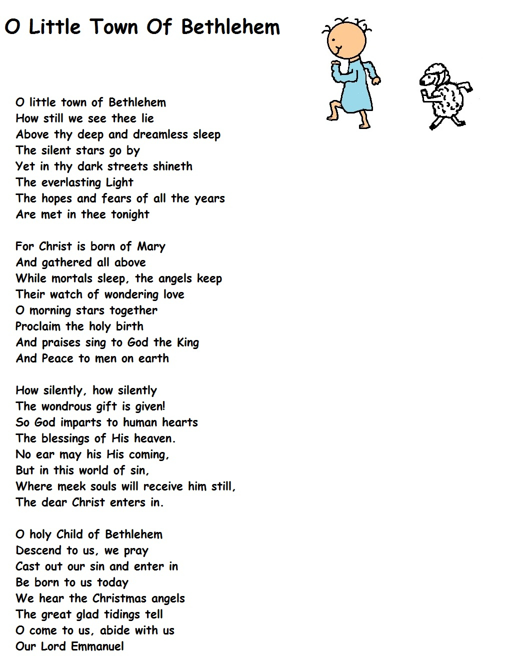 O Little Town Of Bethlehem pertaining to O Little Town Of Bethlehem Lyrics Printable