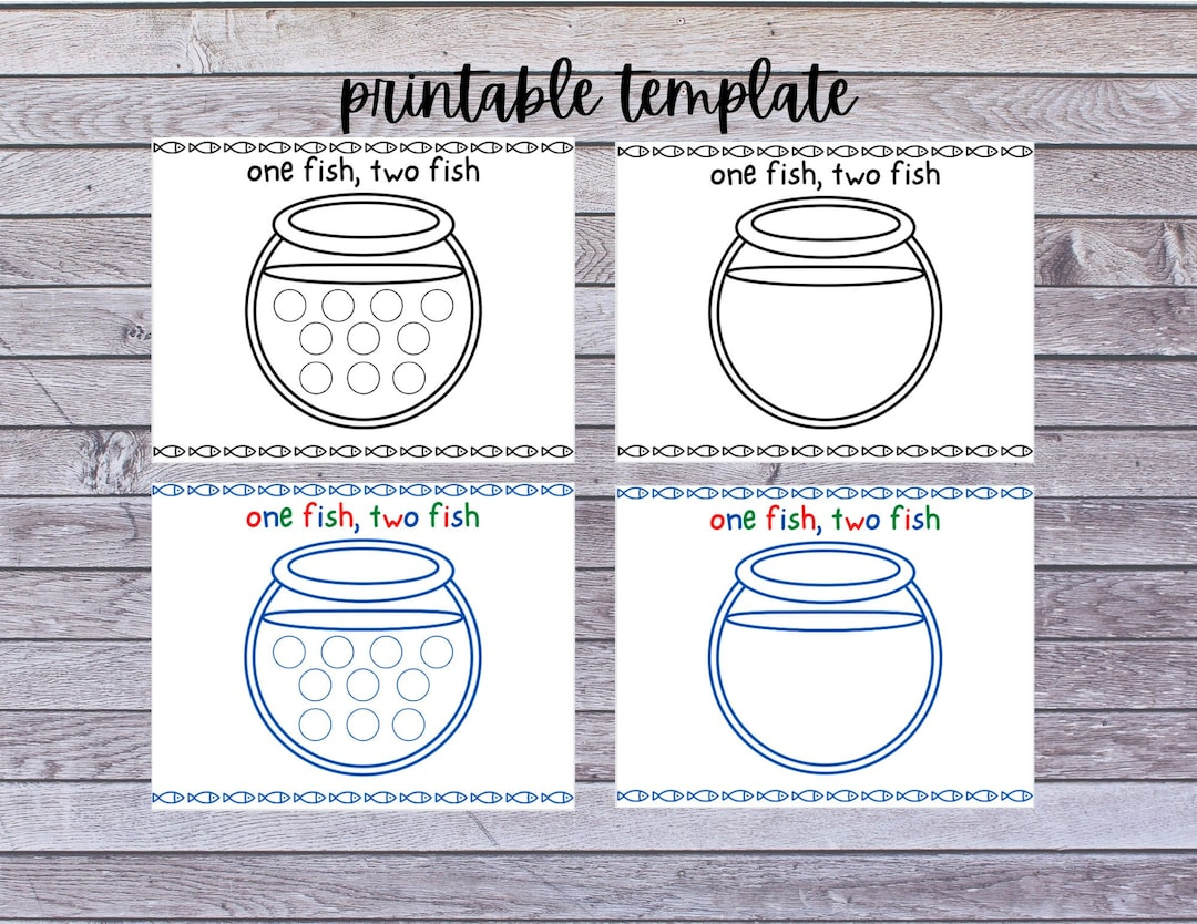 One Fish Two Fish Printable Templates - Etsy inside One Fish Two Fish Printable Template