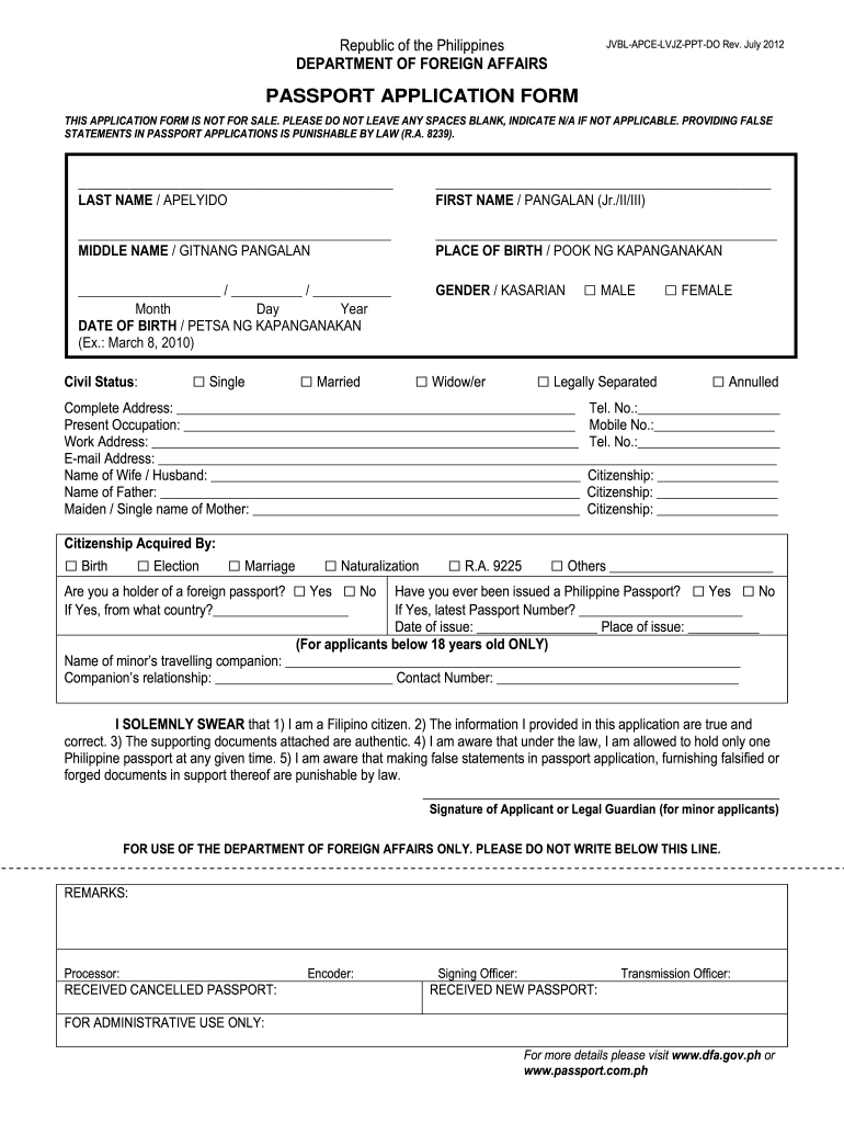 Passport Application Form - Fill Online, Printable, Fillable pertaining to Printable Passport Renewal Application Form