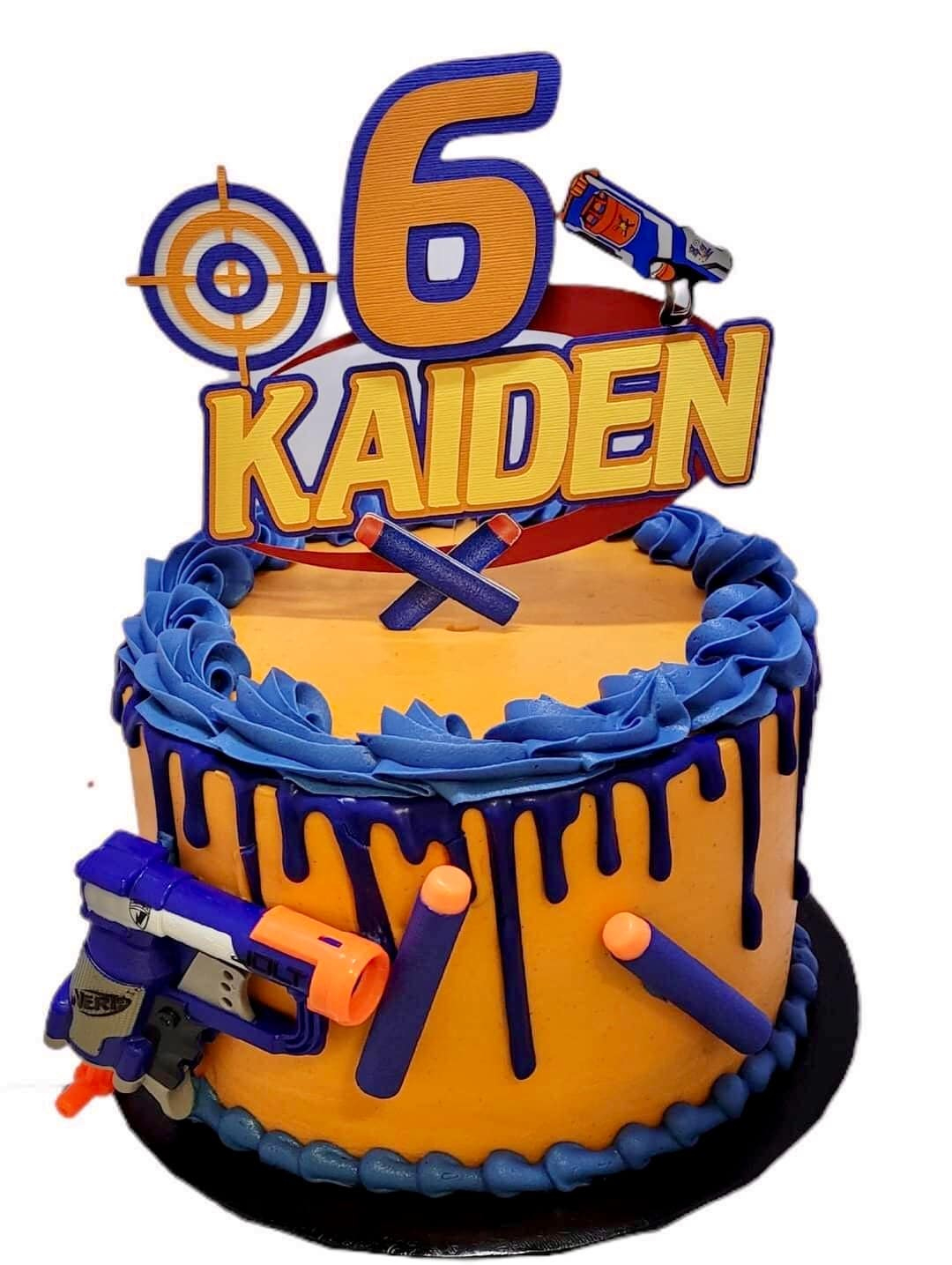 Personalized Nerf Birthday Cake Topper: Boy Party Decor - Etsy.de for Printable Nerf Gun Cake Topper
