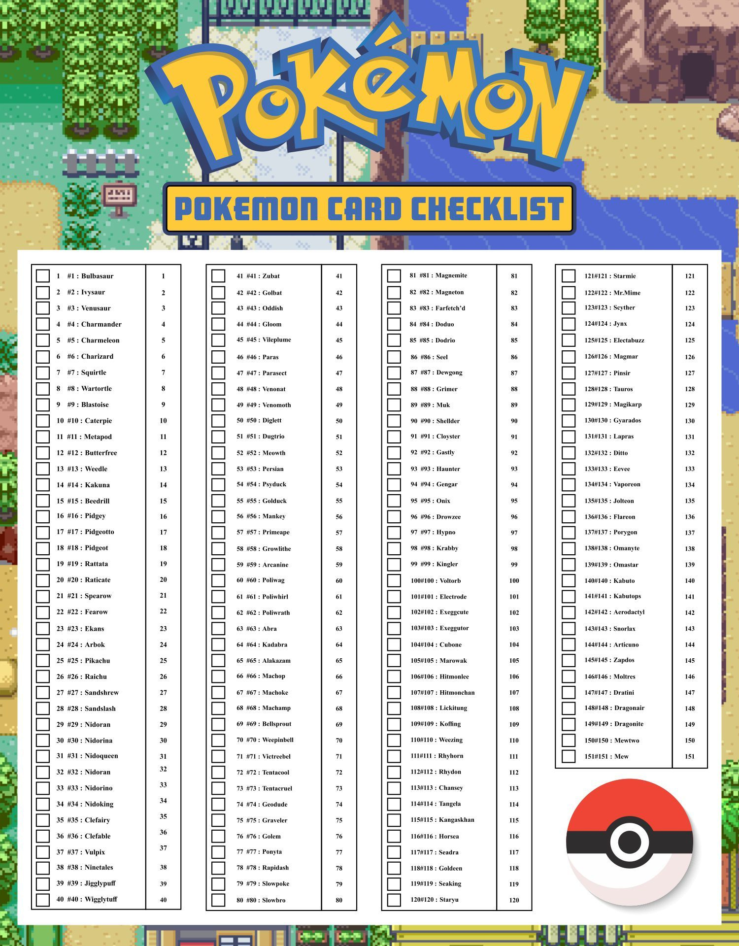 Pokemon Checklist - 10 Free Pdf Printables | Printablee within Printable List of All Pokemon