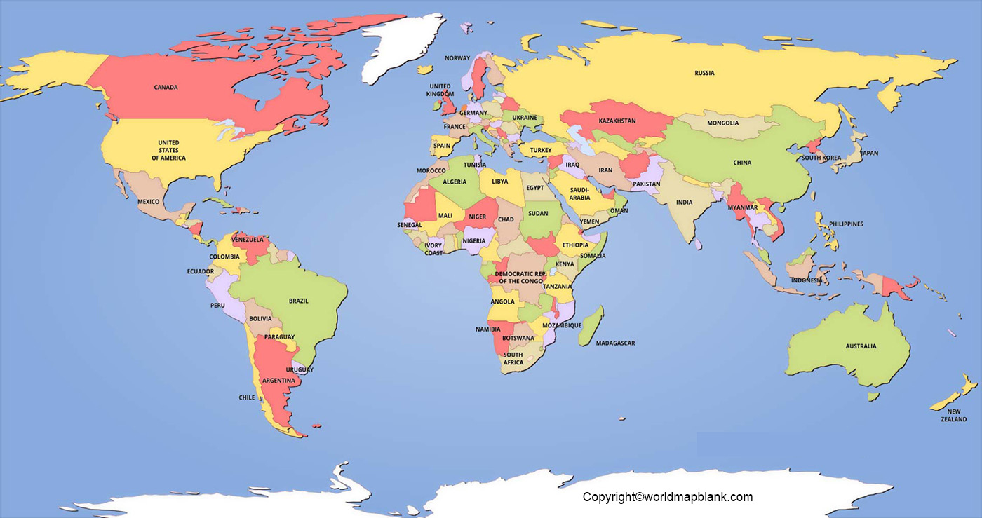 Politische Weltkarte Zum Ausdrucken – Kostenloser Download throughout Map of the World Printable Free