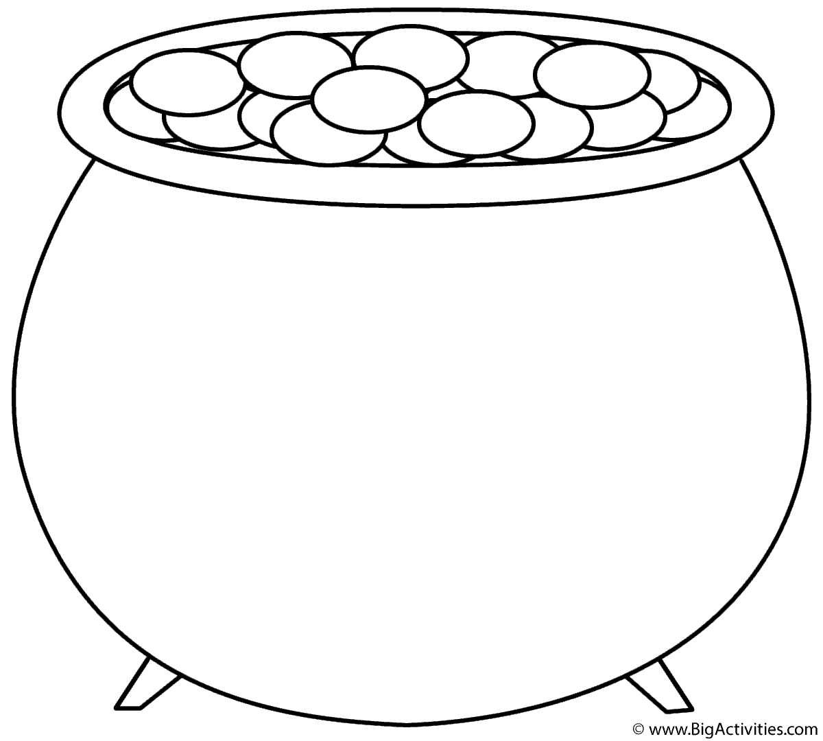 Pot Of Gold - Coloring Page (St. Patrick'S Day) inside Printable Pot of Gold Template