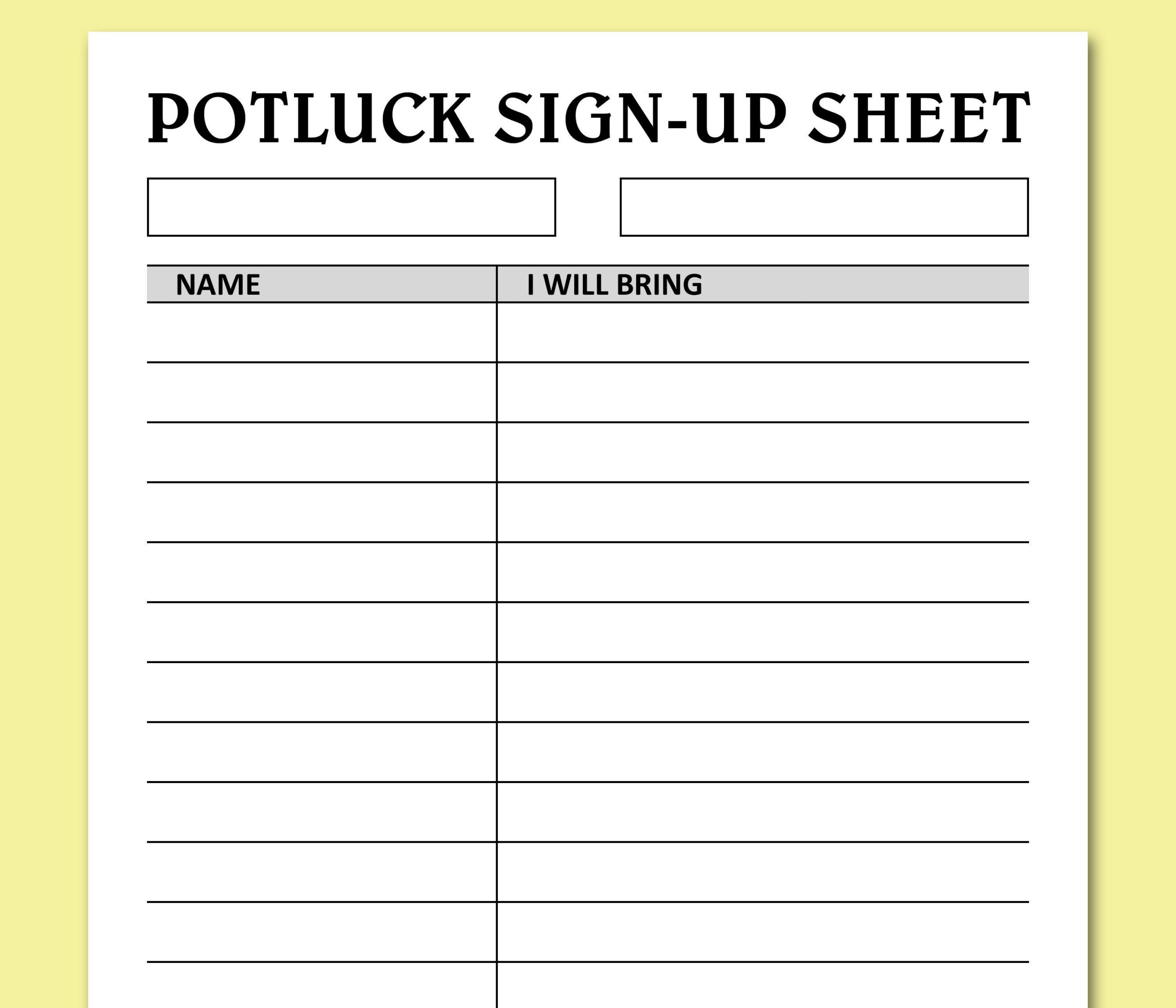 Potluck Sign Up Sheet Printable, Holidays Events Potluck Brunch with regard to Printable Potluck Sign Up Sheet Template
