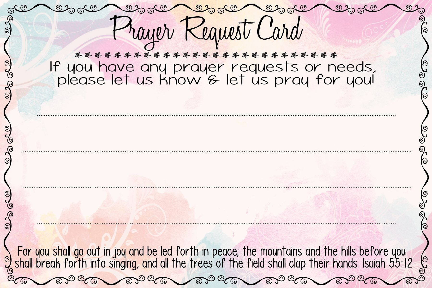 Prayer Request Cards regarding Free Printable Prayer Request Cards