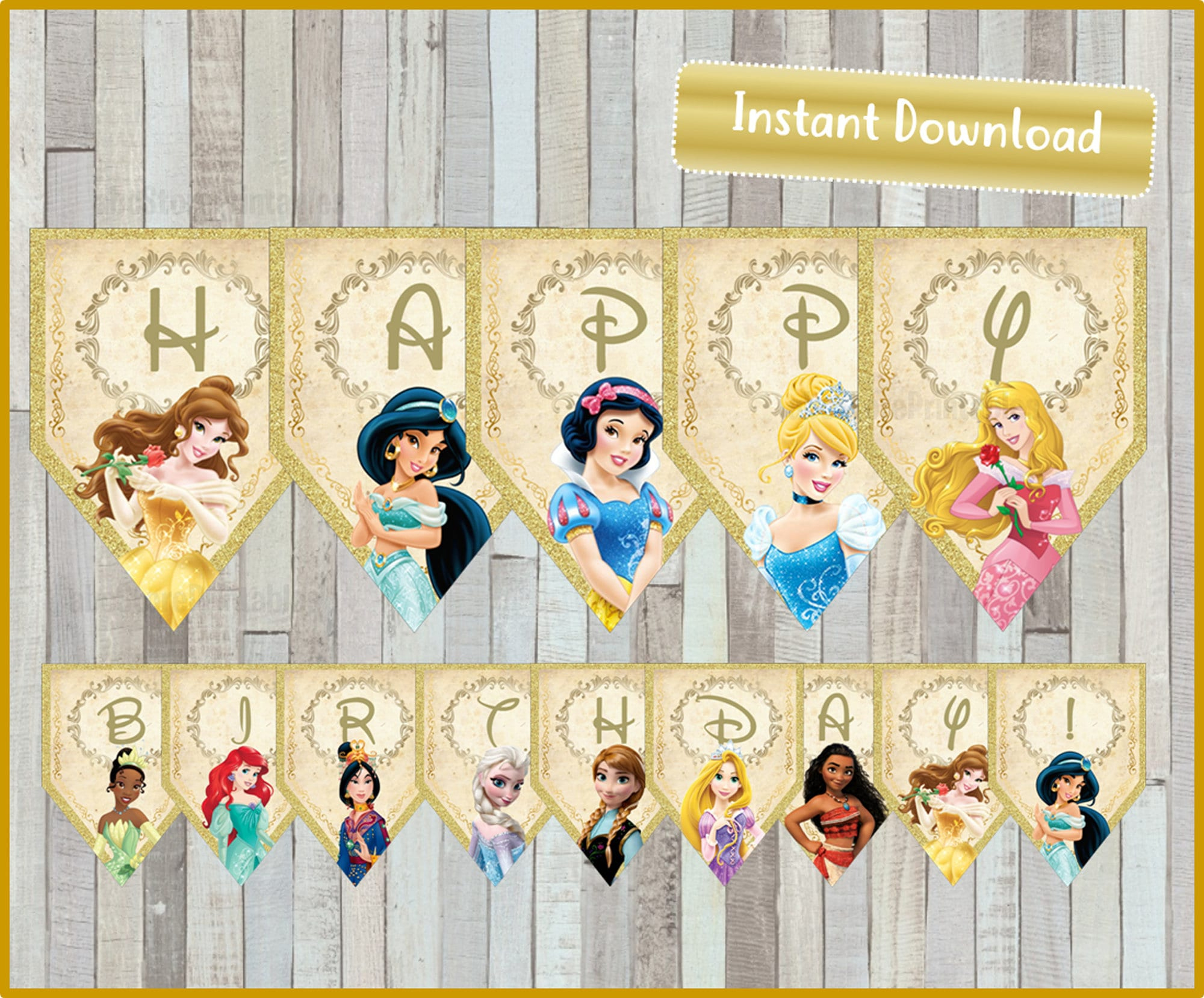 Princess Birthday Banner, Princess Happy Birthday Banner Printable with regard to Printable Disney Princess Happy Birthday