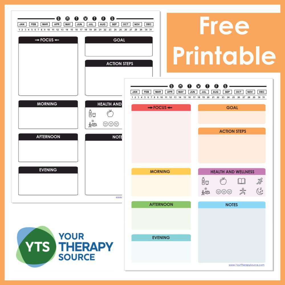 Printable Adhd Daily Planner Template - Free - Your Therapy Source inside Free Printable Adhd Daily Planner Template