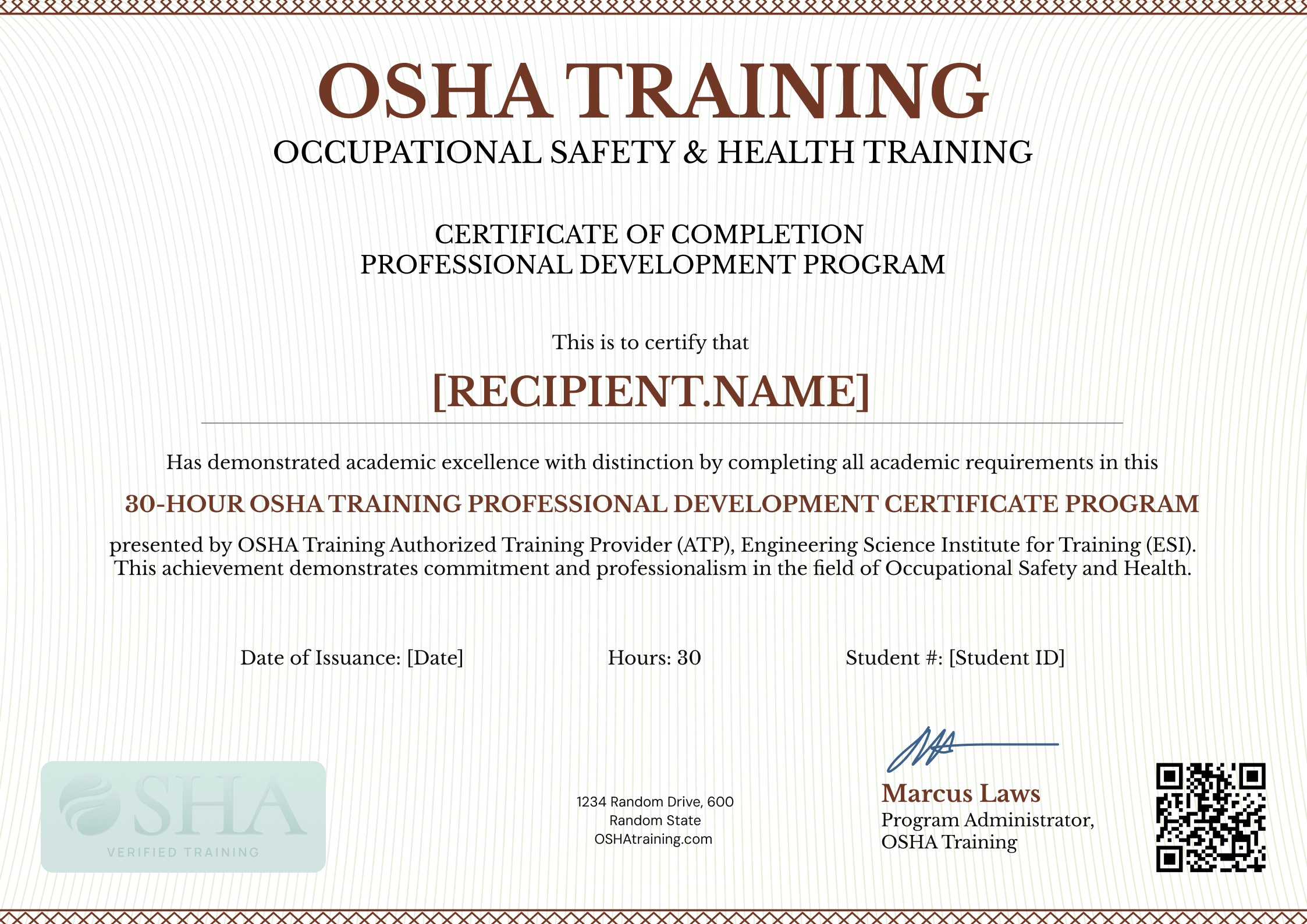 Printable And Professional Osha 30 Certificate Template regarding Printable Blank Osha 30 Card
