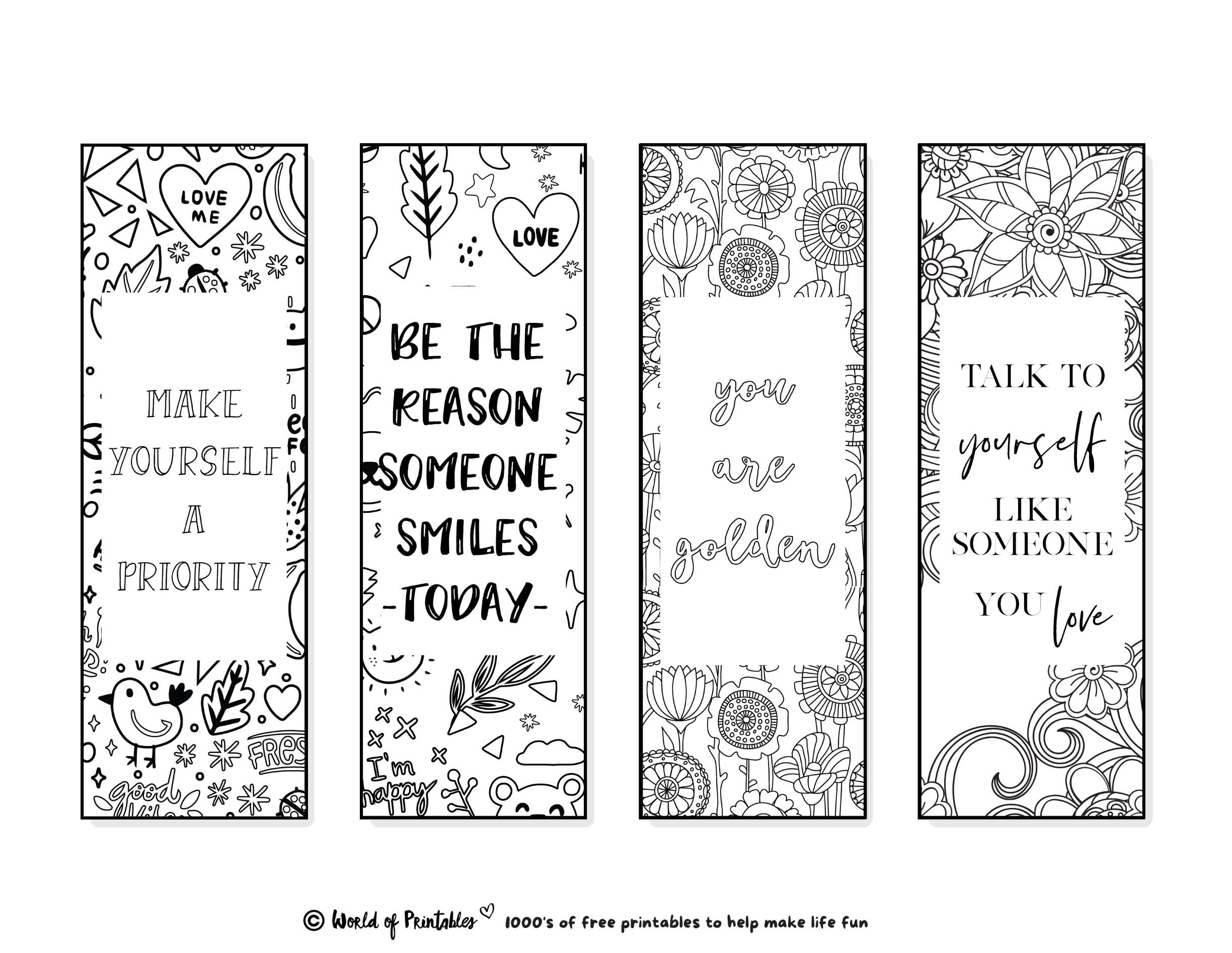 Printable Bookmarks To Color | 120 For Adults & Kids - World Of regarding Mother's Day Bookmarks Printable Free