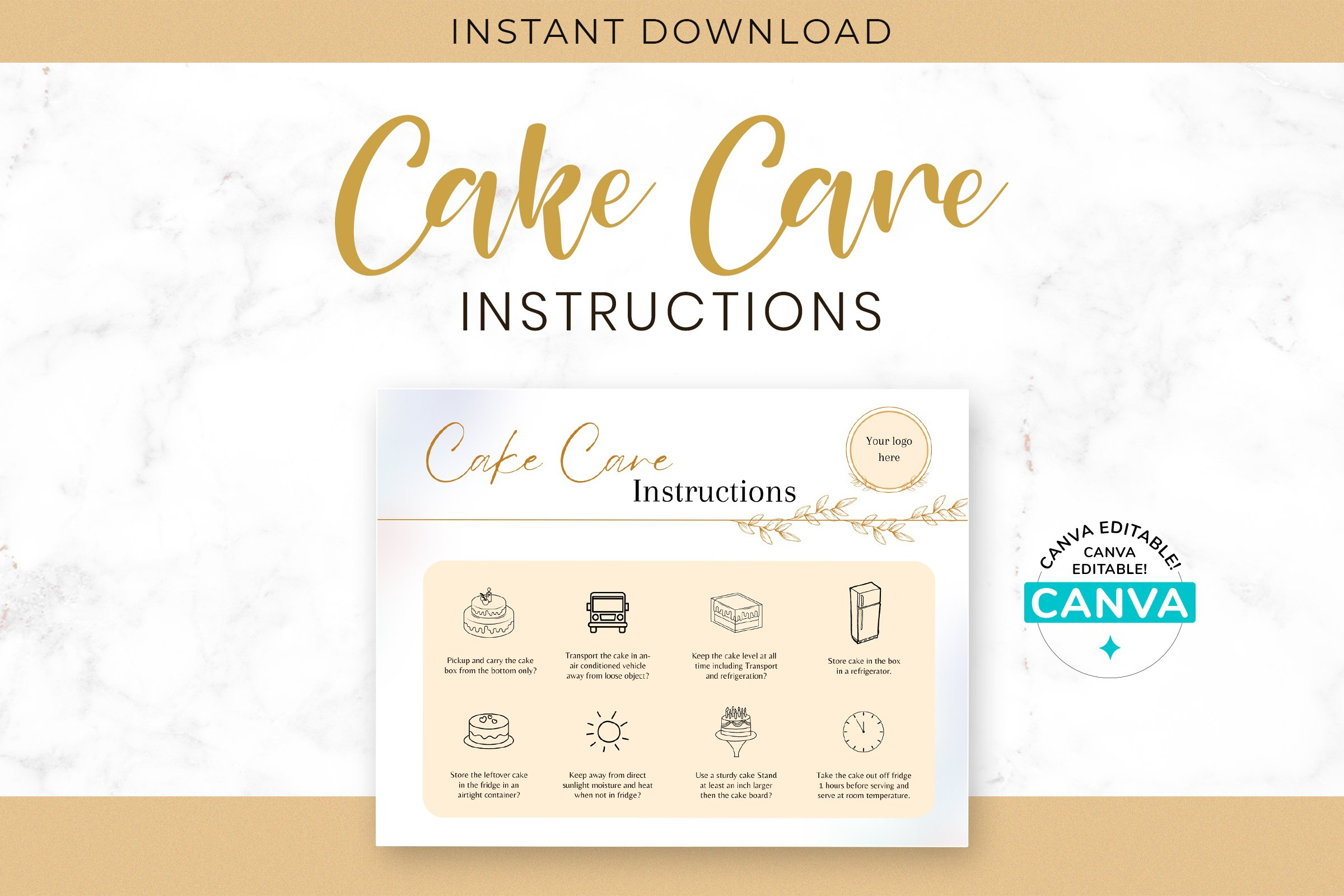 Printable Cake Care Instructions Template within Free Printable Cake Care Instructions