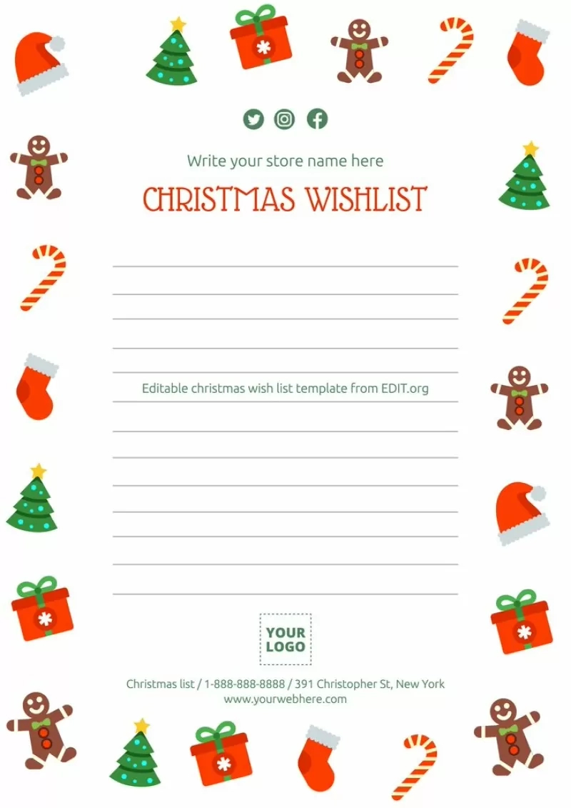 Printable Christmas List Templates For Your Business in Christmas List Template Free Printable