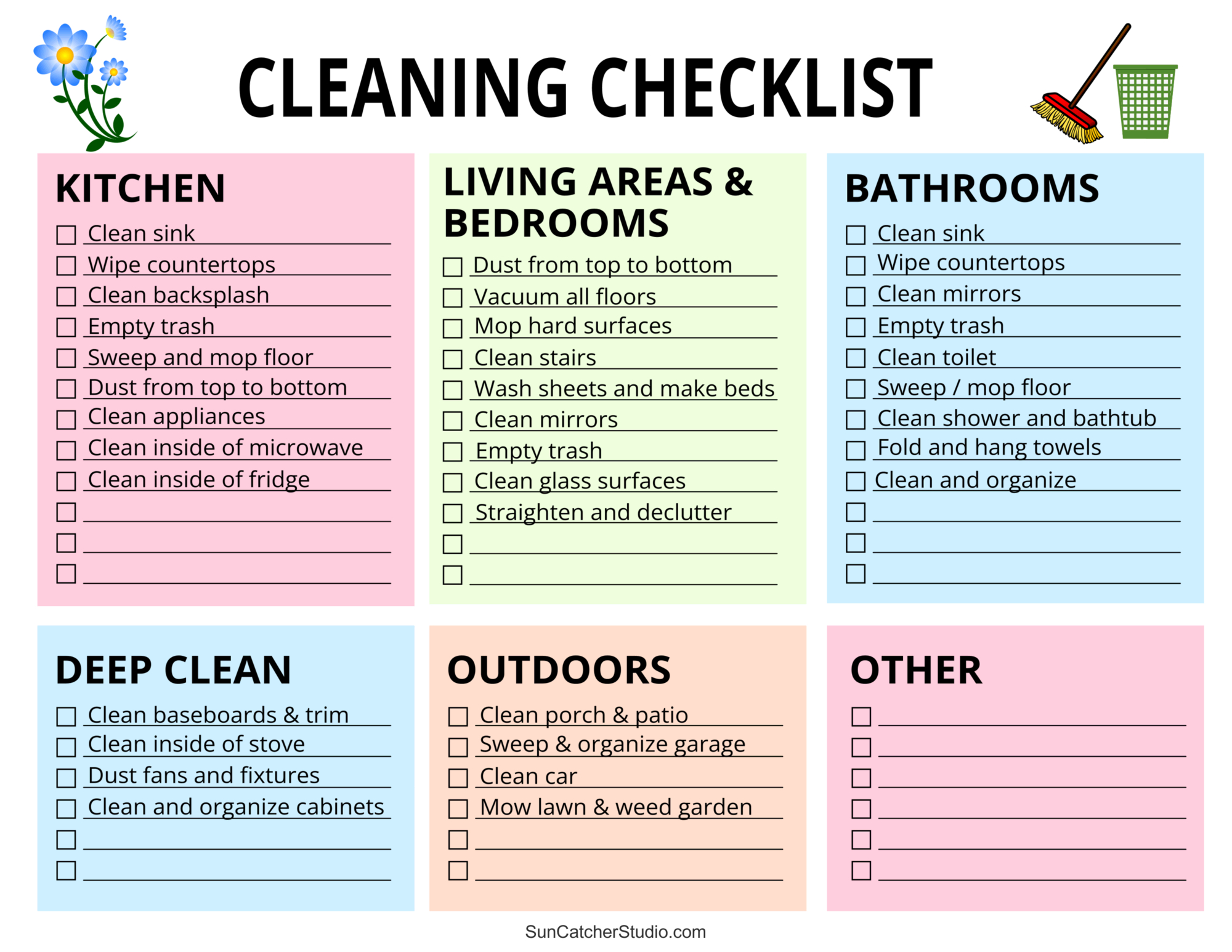 Printable Cleaning Schedule (Spring, Daily, & Weekly Checklists regarding Printable Cleaning Schedule and Checklist