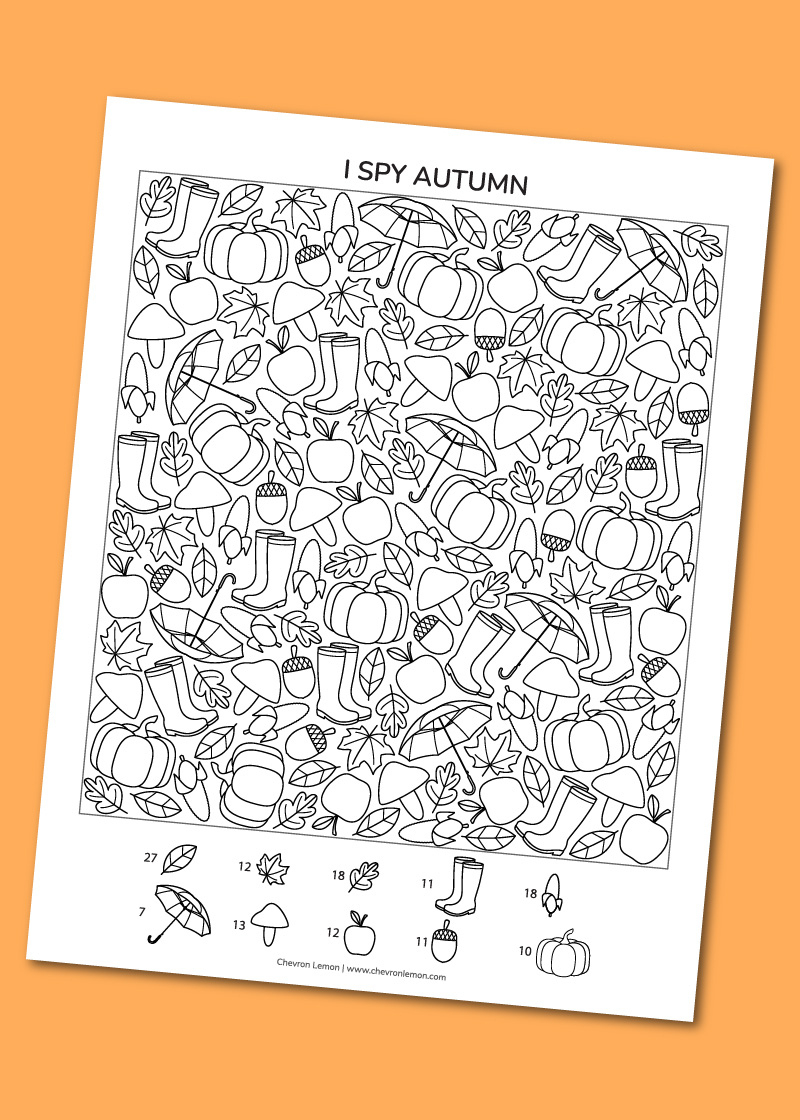 Printable I Spy Autumn - Chevron Lemon pertaining to Hidden Object I Spy Printables For Adults