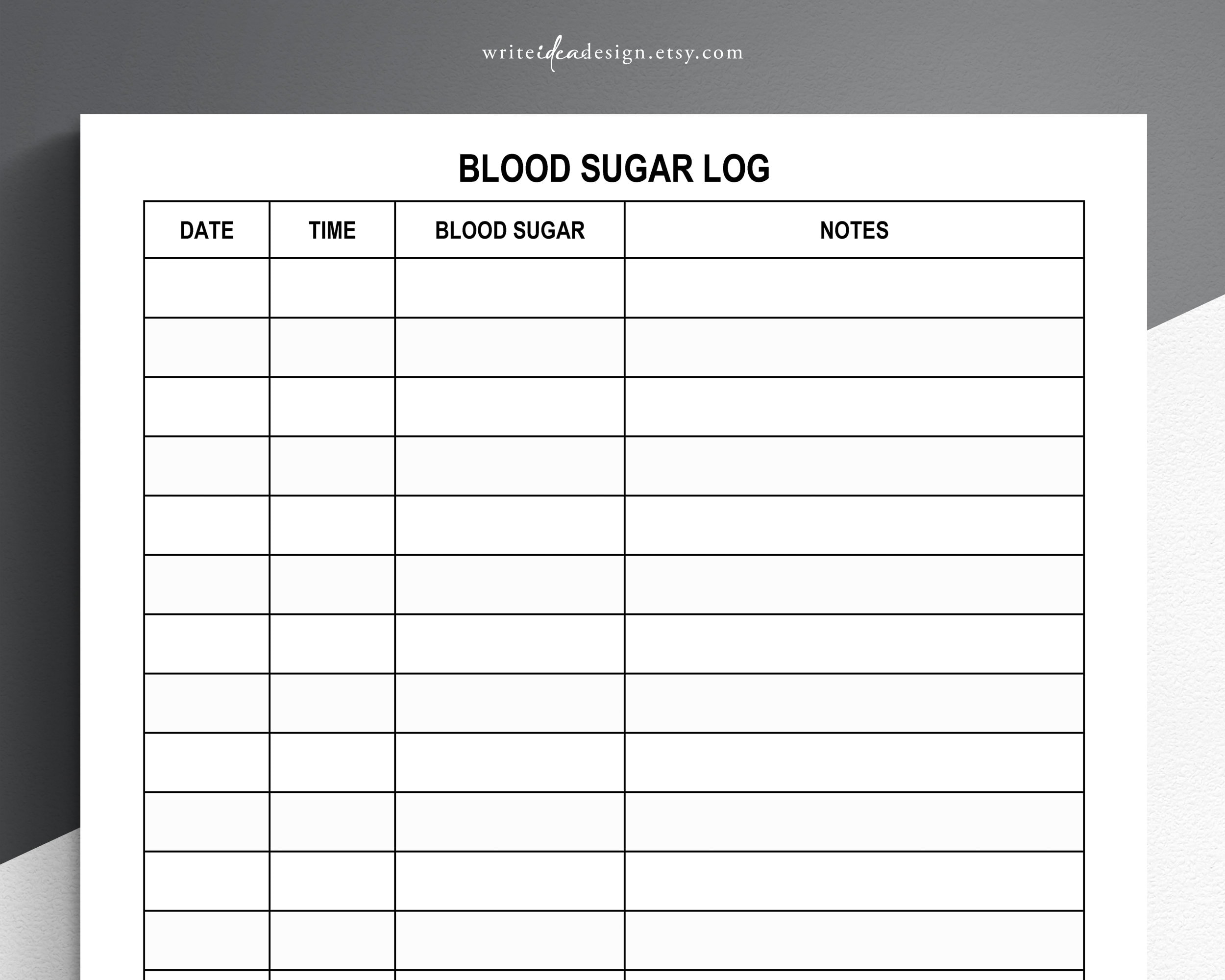 Printable Large Print Blood Sugar Log. Blood Sugar Tracker with Large Print Monthly Free Printable Blood Sugar Log Sheet