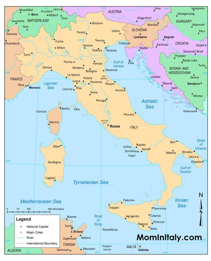 Printable Map Of Italy (Black & White And Color Versions) - Mom In throughout Printable Map of Italy Free