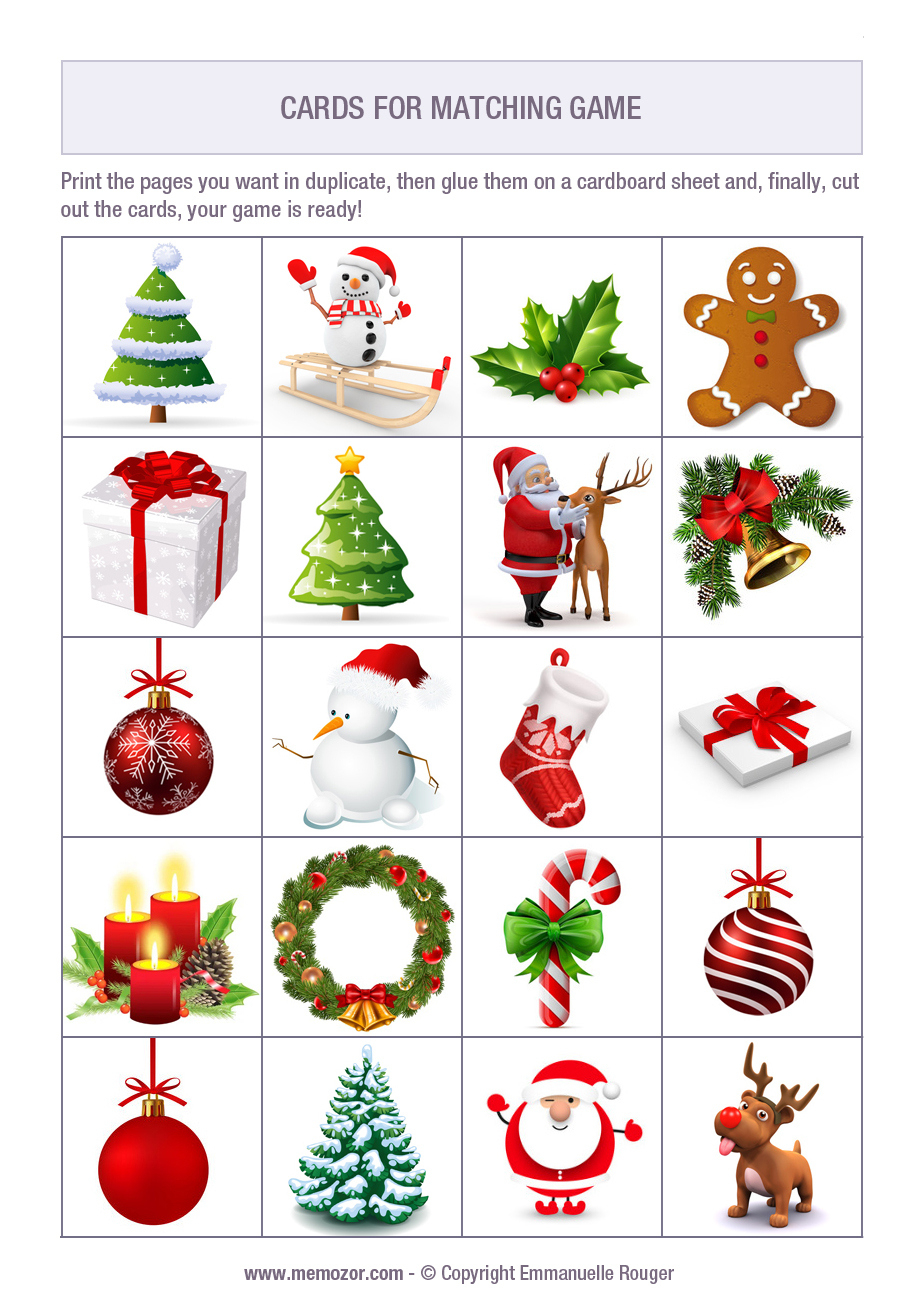 Printable Matching Game - Christmas - Print And Cut Out The Cards in Free Printable Memory Games For Adults