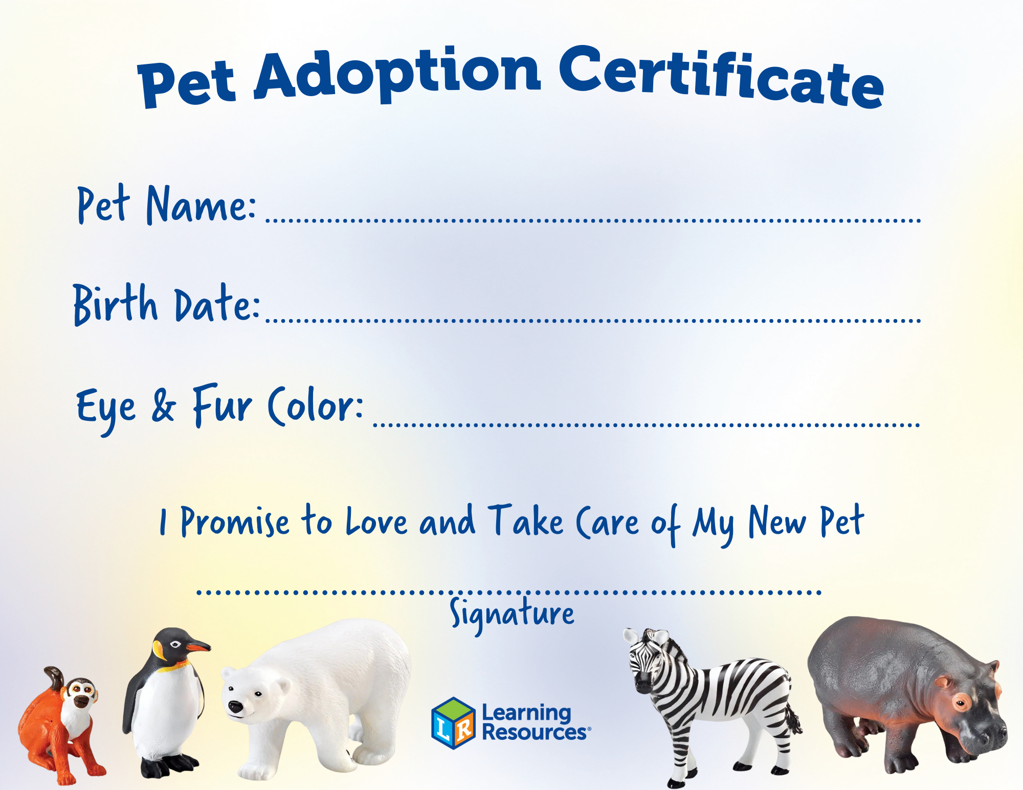 Printable Pet Adoption Certificate | Learning Resources for Pet Adoption Certificate Free Printable