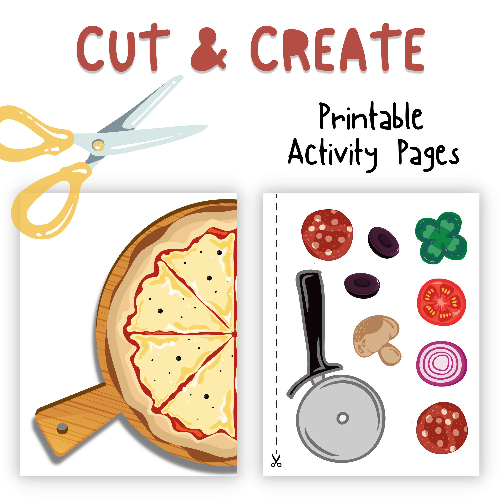 Printable Pizza Craft, Cut And Paste Pizza Assembly Kit, Printable pertaining to Printable Pizza Activities For Preschoolers