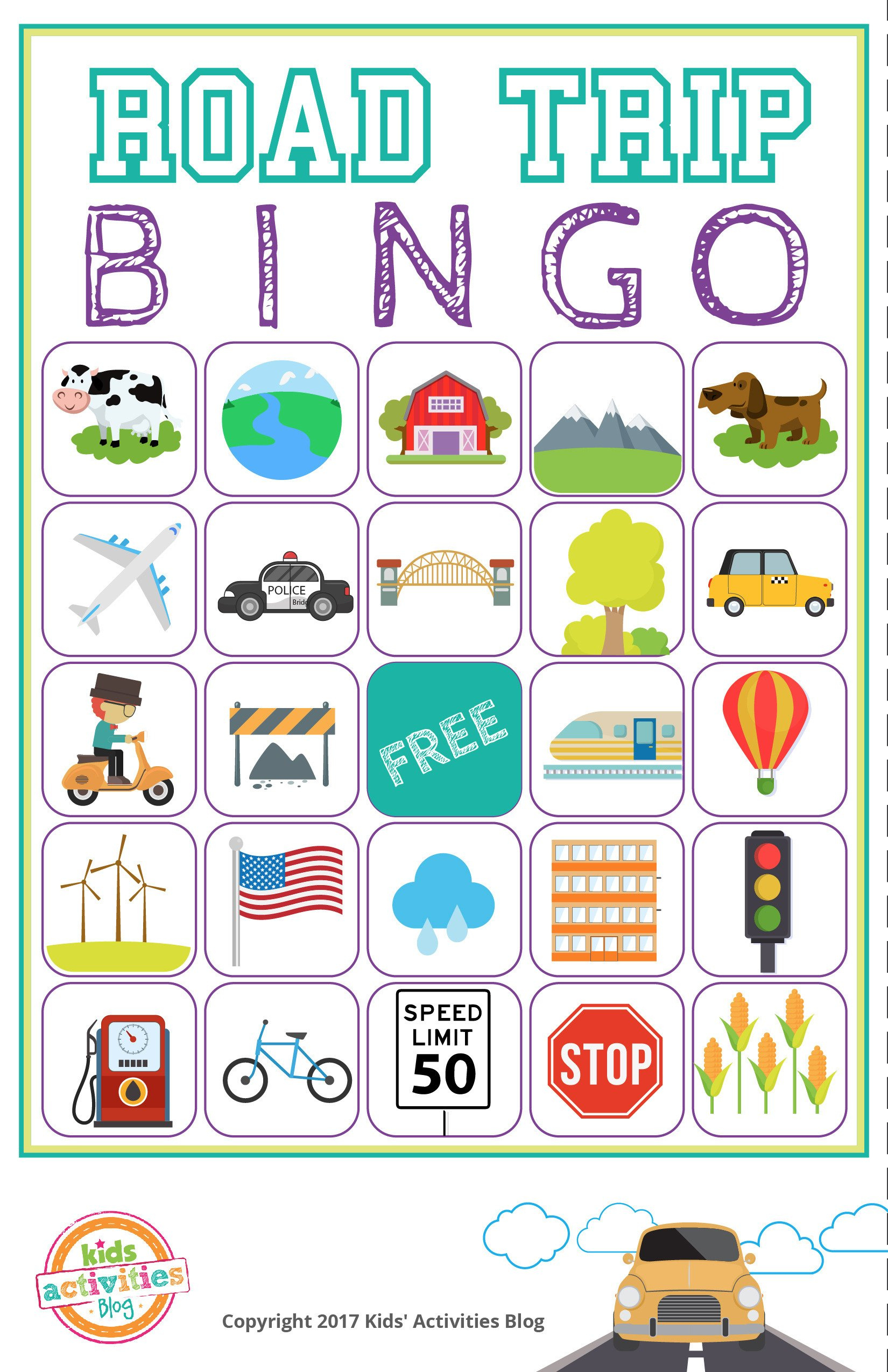 Printable Road Trip Bingo • Kids Activities Blog regarding Road Trip Bingo Printable