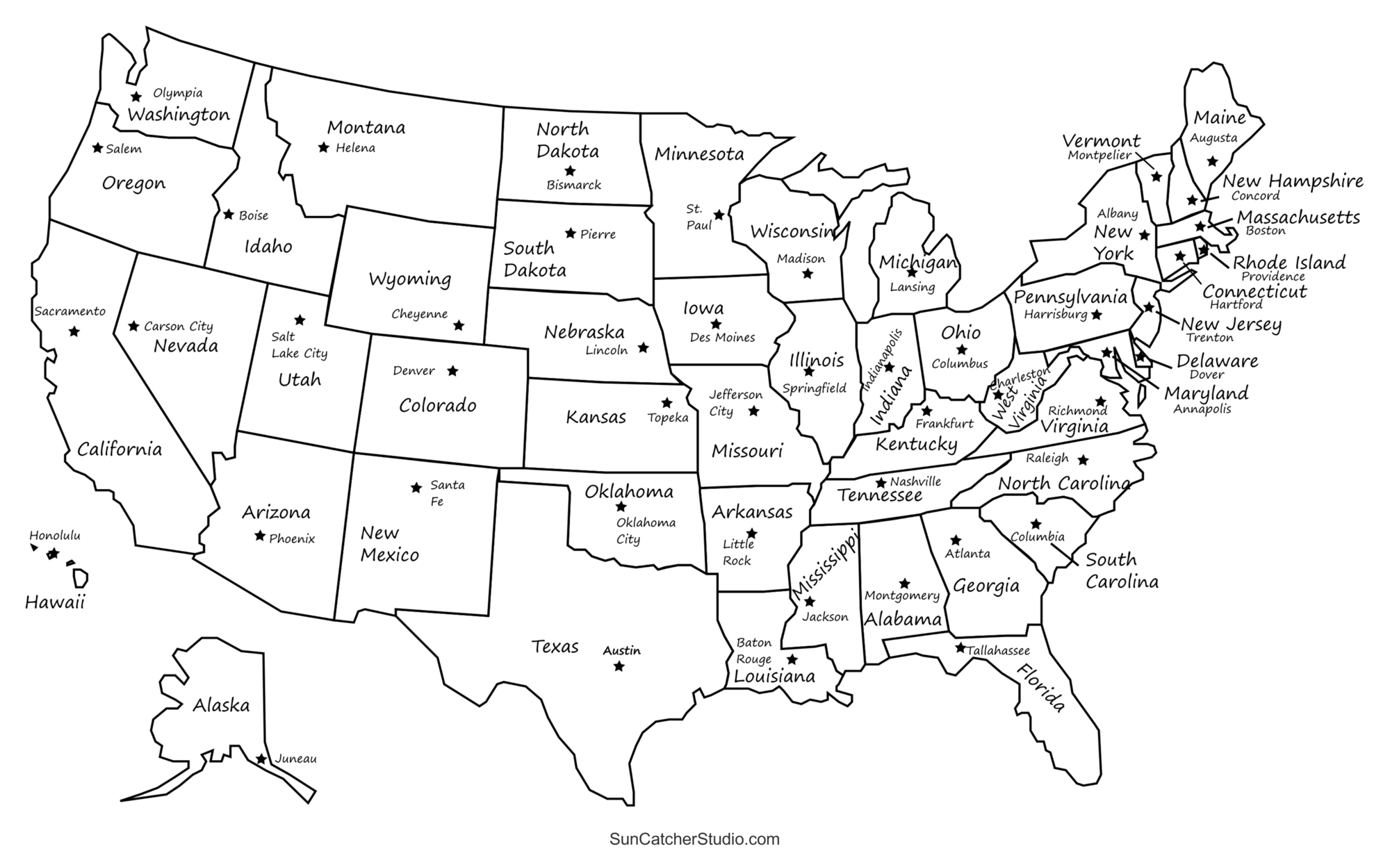 Printable Us Maps With States (Usa, United States, America) – Diy for Map of the United States with Capitals Printable