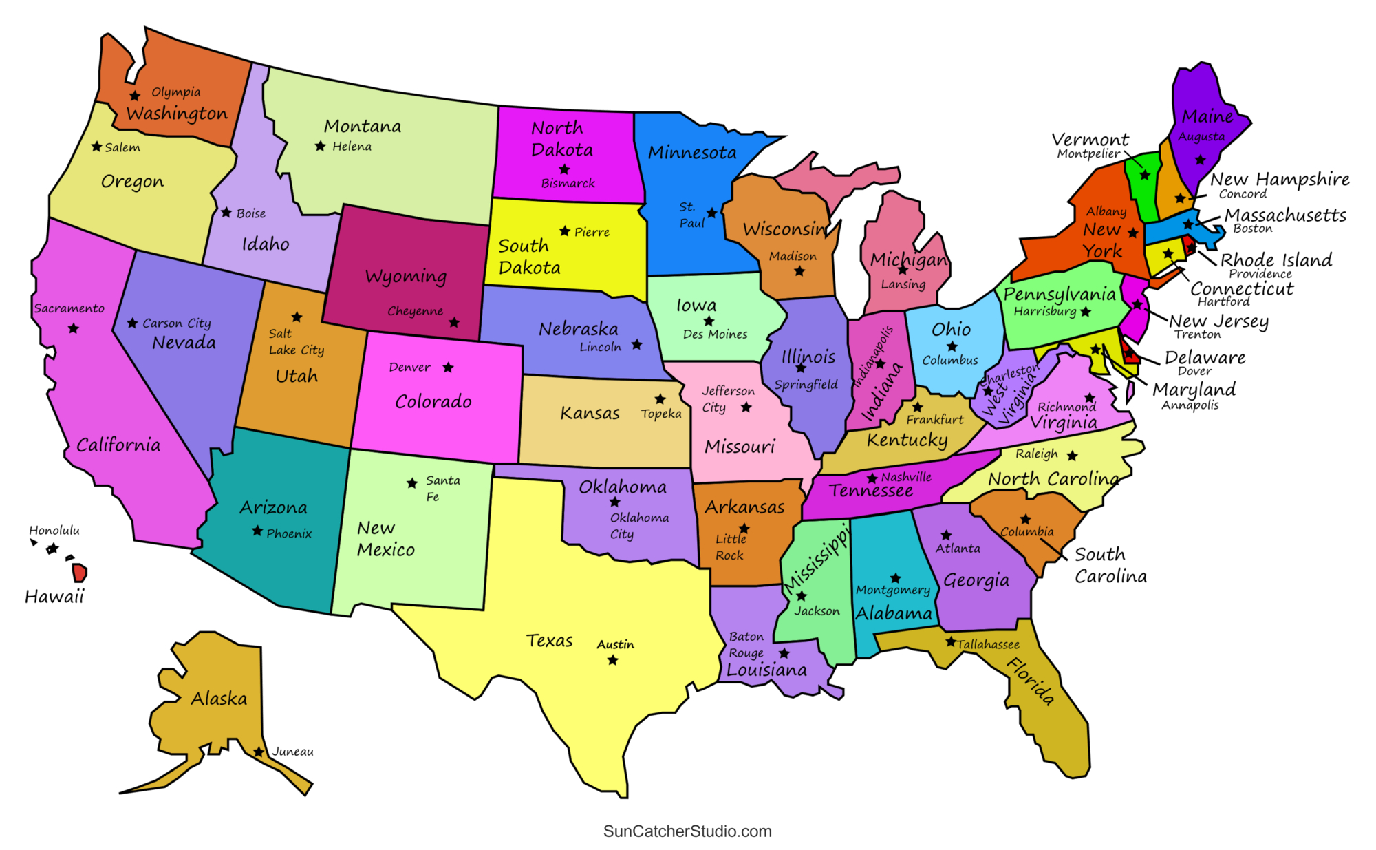 Printable Us Maps With States (Usa, United States, America) – Diy with regard to Map of the United States with Capitals Printable