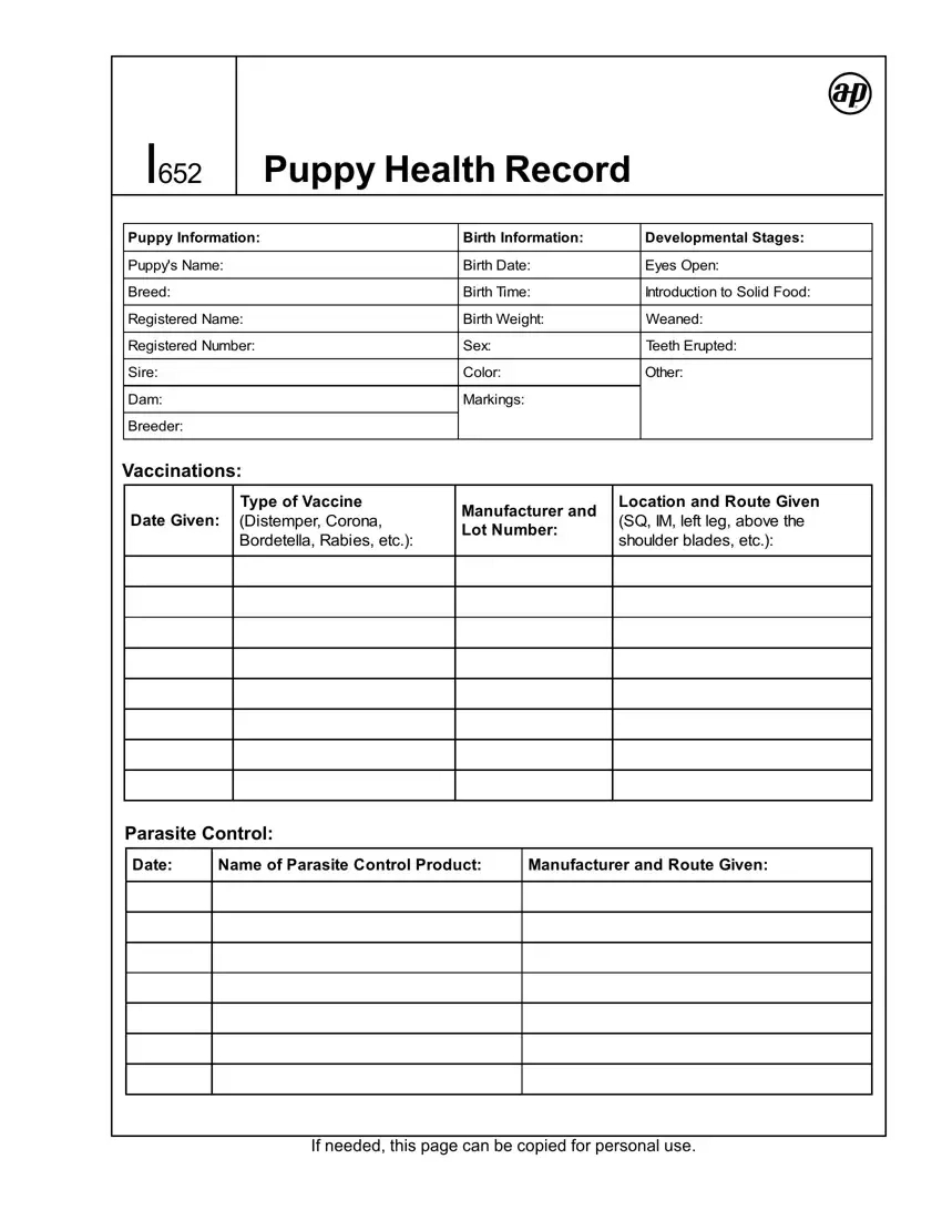 Puppy Health Record ≡ Fill Out Printable Pdf Forms Online within Printable Puppy Shot Record Template