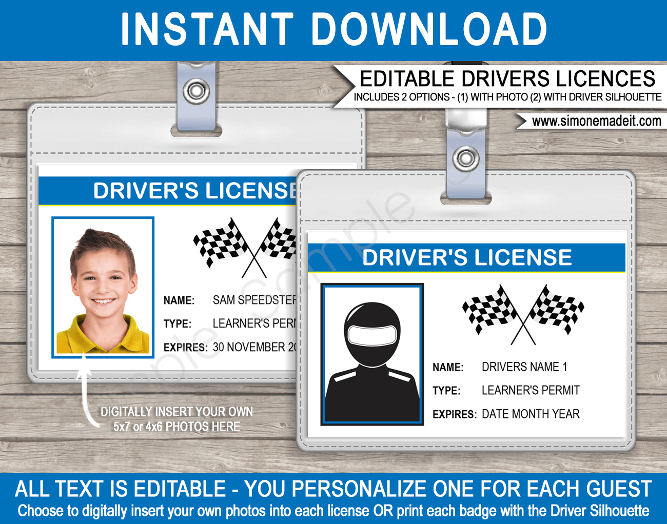 Race Car Drivers License Template - Blue within Printable Play Drivers License Template