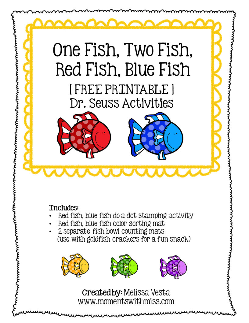 Red Fish, Blue Fish Dr. Seuss Activities & Printables — Oh Hey throughout One Fish Two Fish Printables