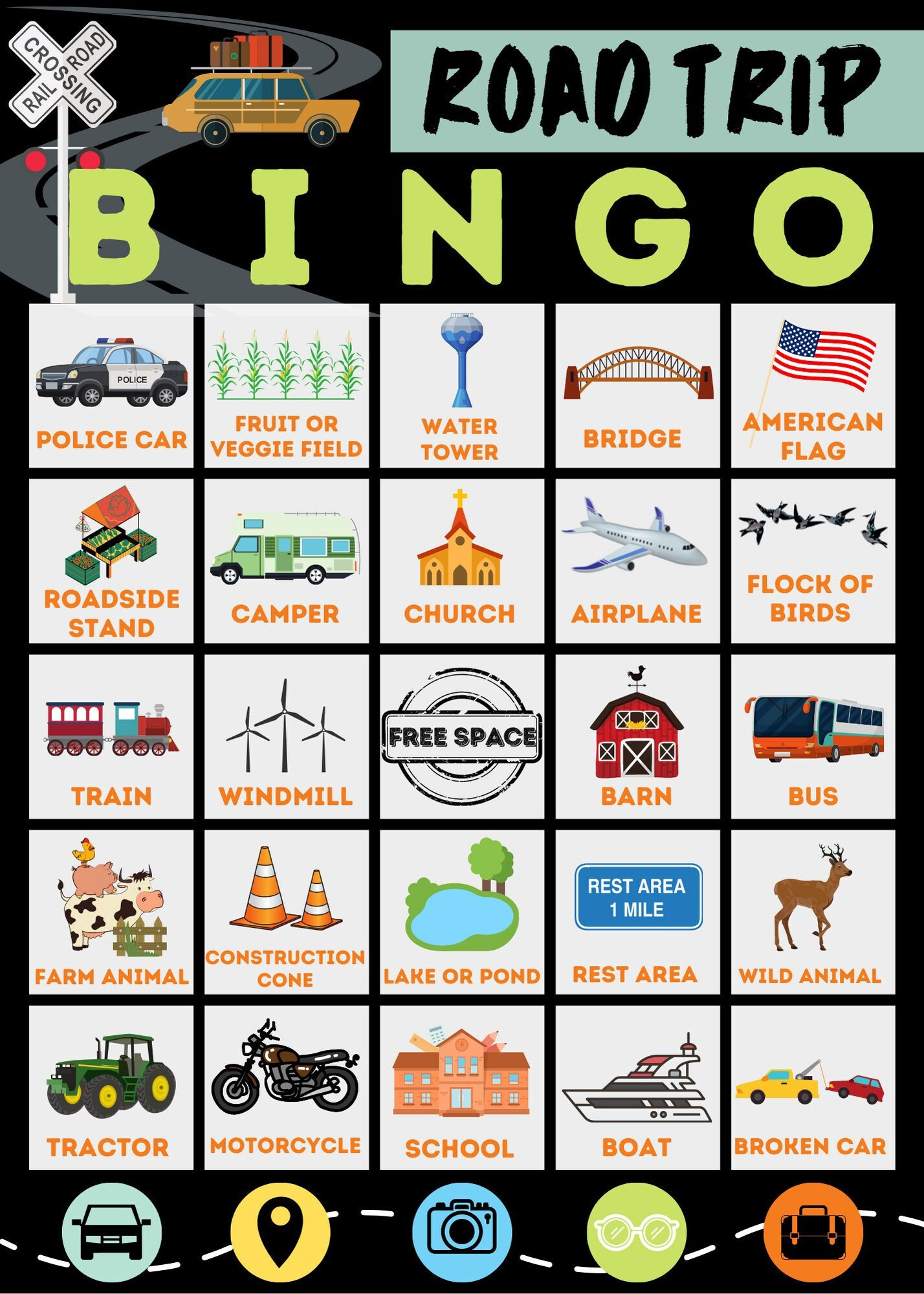 Road Trip Bingo (Druckbar) - Etsy.de for Road Trip Bingo Printable