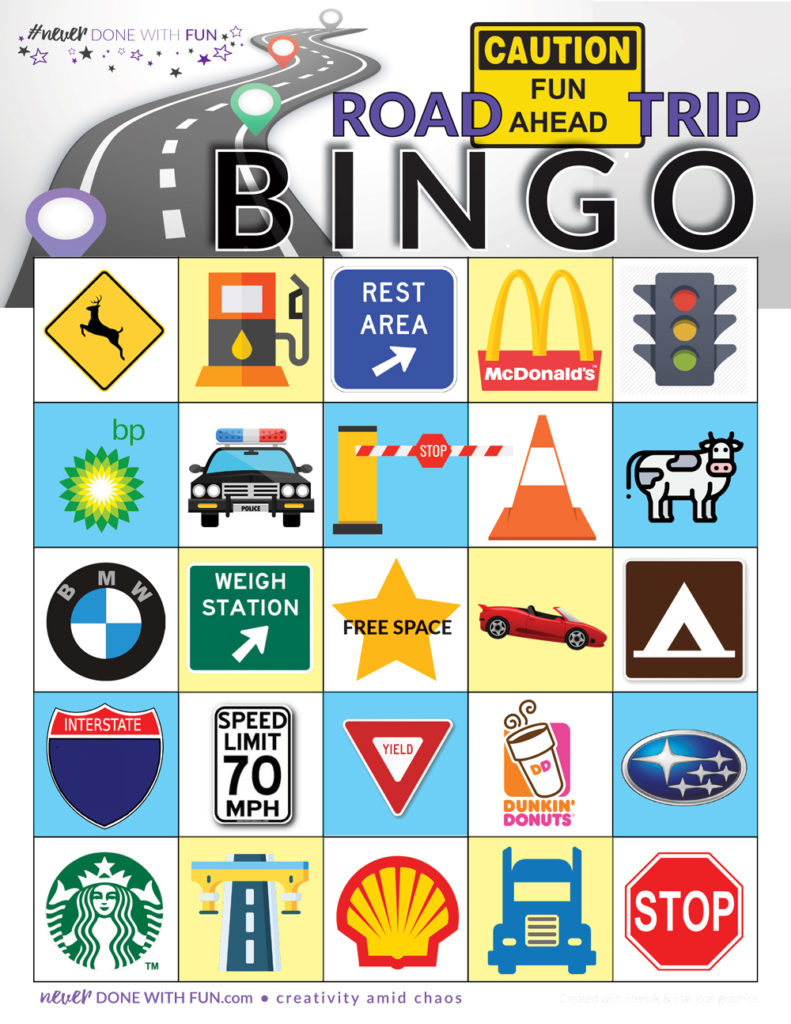 Road Trip Bingo Free Printable - #Neverdonewithfun pertaining to Road Trip Bingo Printable