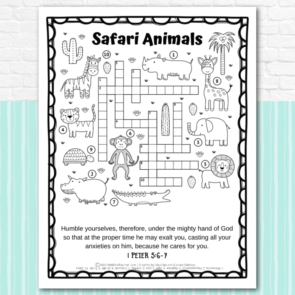 Safari Animals Bible Activity Page - Kids Bible Teacher throughout Free Printable Sunday School Lessons For Kids